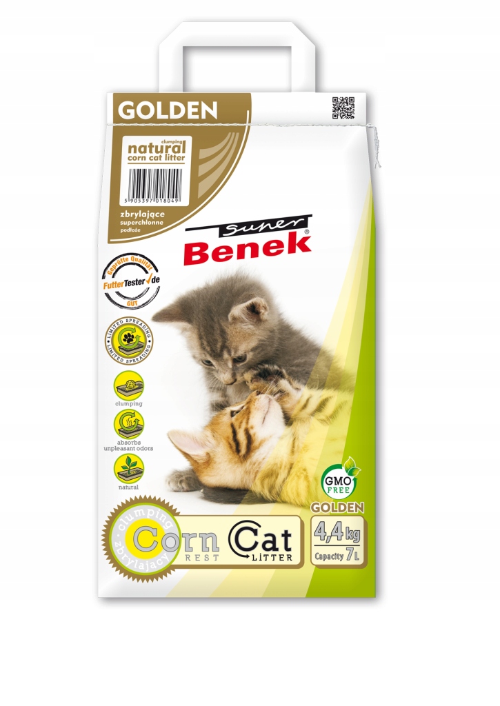 Levně Stelivo pro kočky Benek Corn Cat Golden 25 l