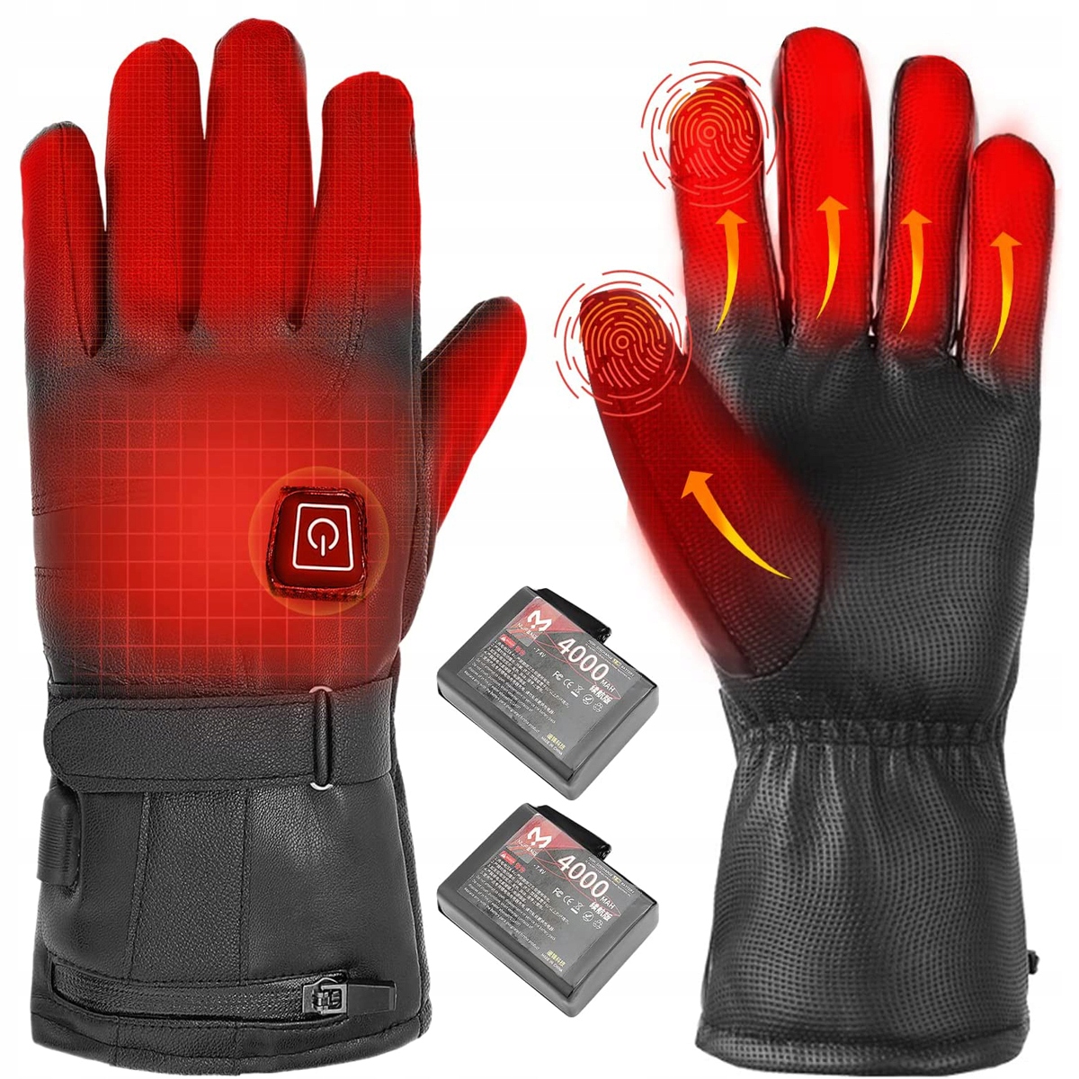 Windproof Rękawiczki Podgrzewane Zimowe Rowerowe Do Ekranów Dotykowe