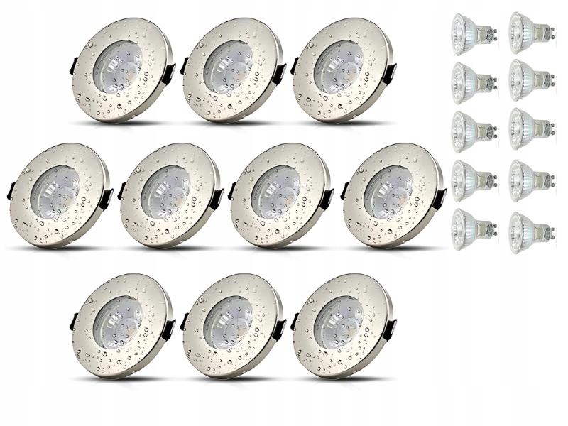 10x OCZKO WPUSTOWE REFLEKTOR SUFITOWY OKRĄGŁY GRATIS 10X ŻARÓWKA GU10 4500K