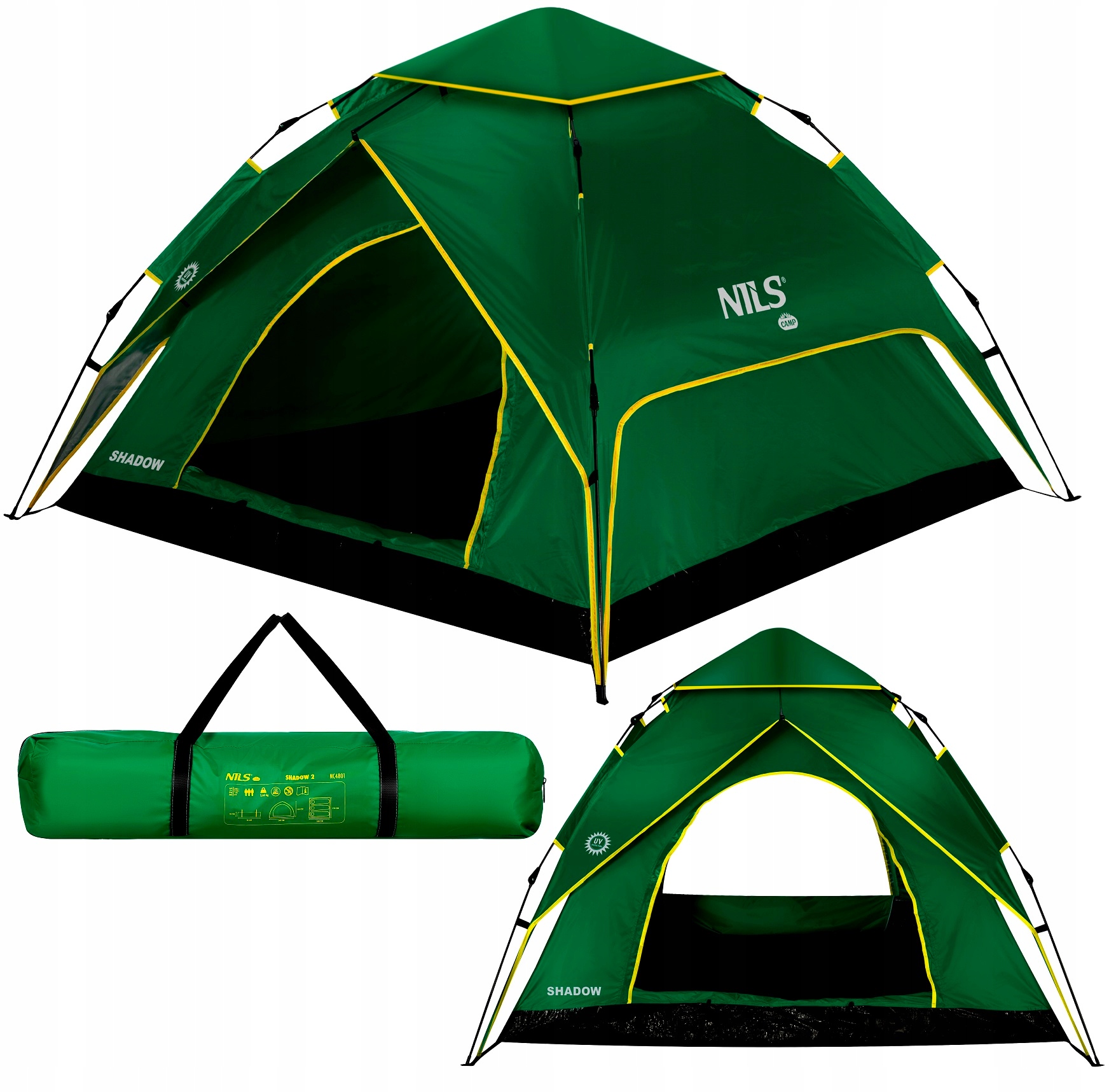 Stan 3-místný Nils Camp Shadow 2 Zelený Dvouplášťový 3000 mm Moskytiéra