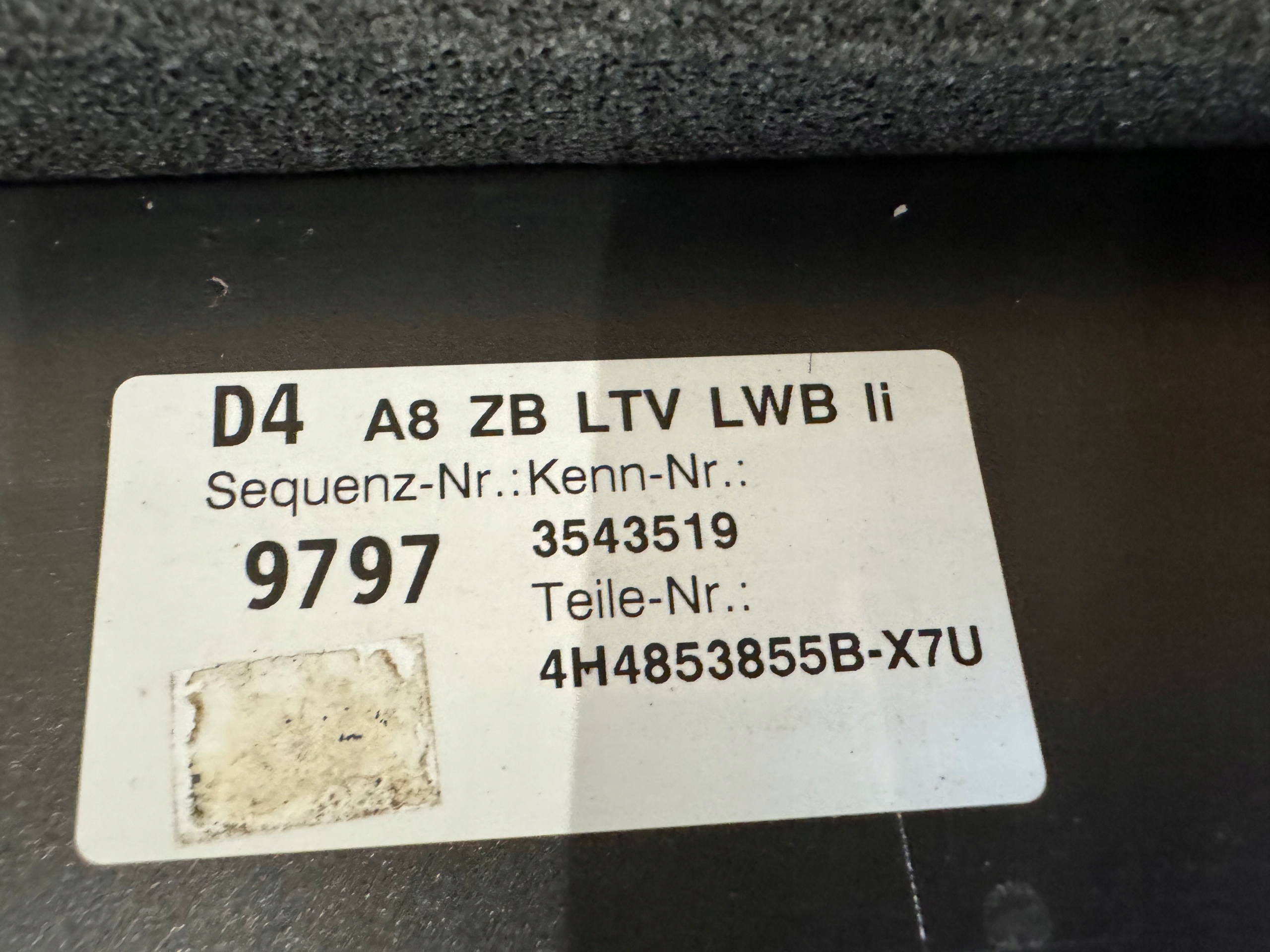 AUDI A8 D4 4H 2017 moulding threshold left 4H4853859B LONG LX7U 72 km
