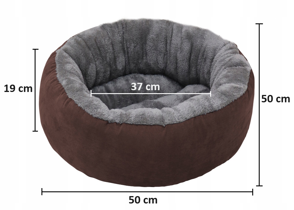 Okrągłe legowisko sofa dla psa i kota RegMag 50 cm – 2 kolory – Wymiary