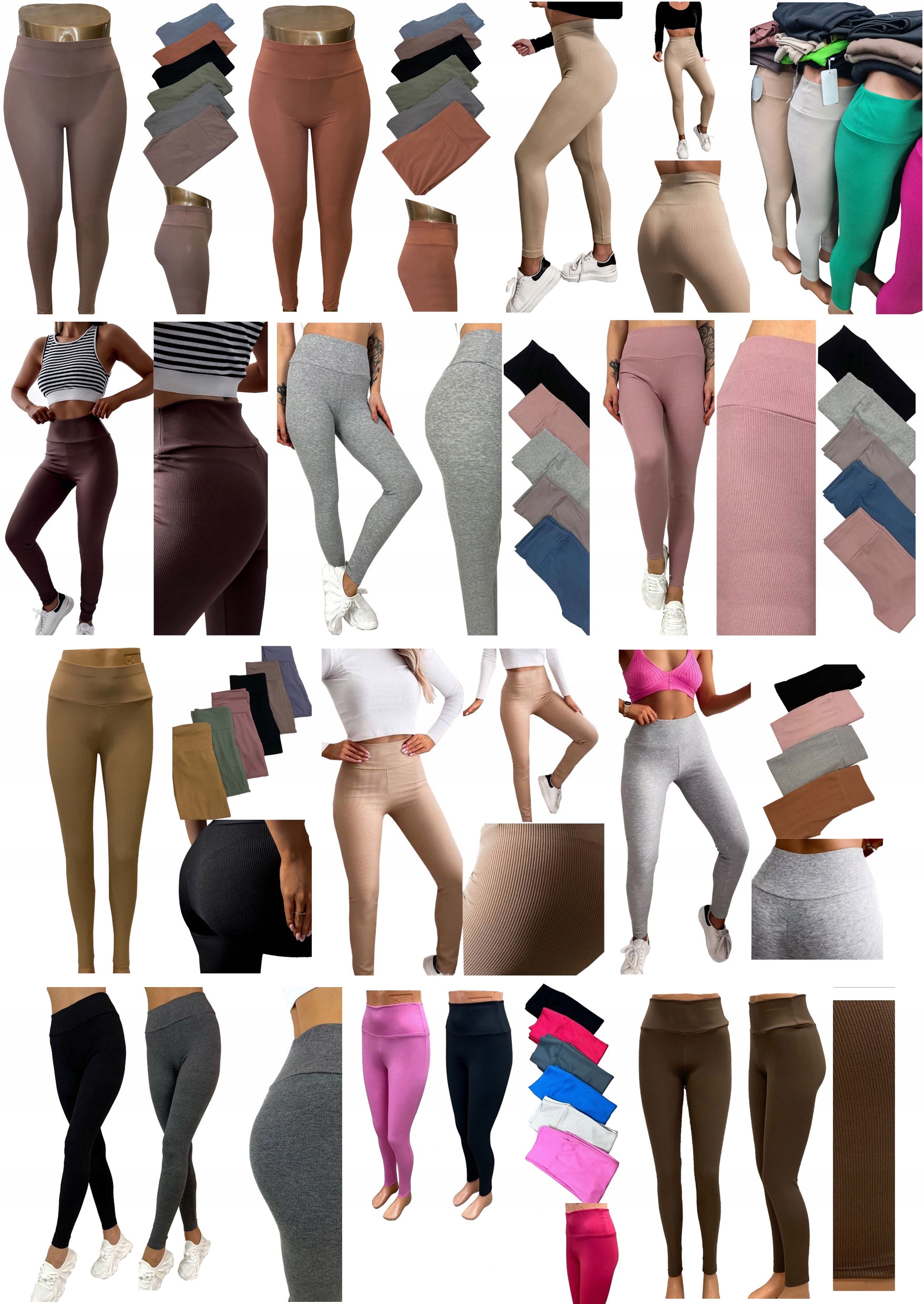 LEGGINSY PRĄŻKOWANE SPODNIE PRĄŻEK GETRY FITNESS M Rodzaj klasyczne