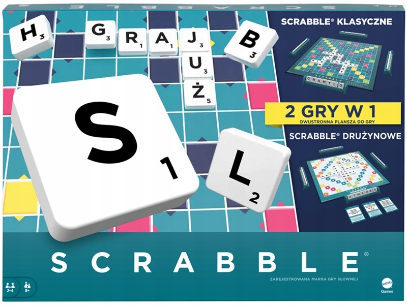 Mattel Gra Scrabble Original 2 W 1 Wersja Polska Najnowsze Wydanie HXM53