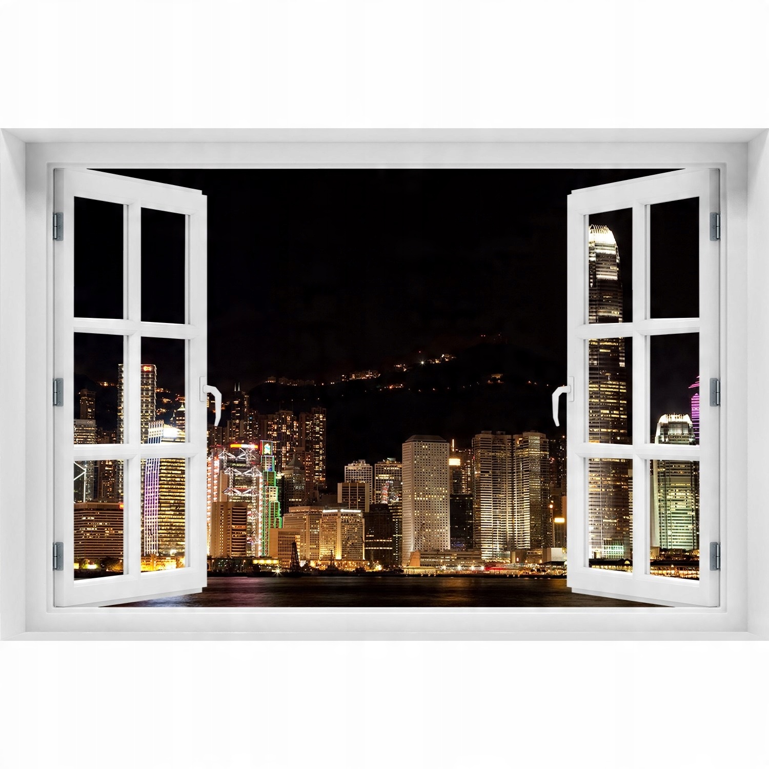 

Naklejka na ścianę 3D Okno Hongkong nocą 90x60