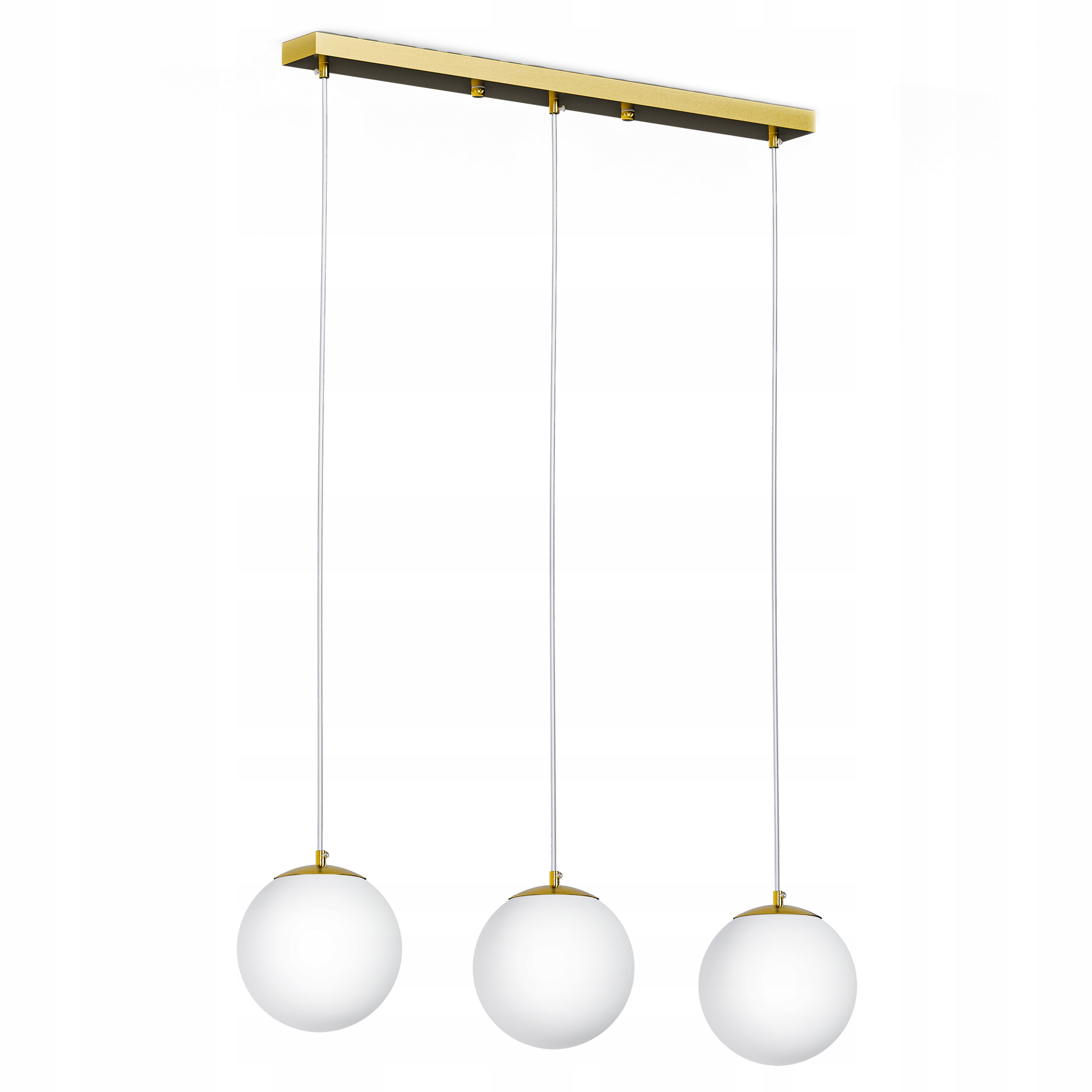 Zlatá závěsná stropní Led lampa 3X G9 Lustr Bílé skleněné koule Obývací pokoj