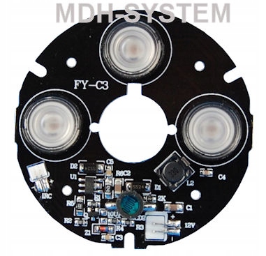 OŚWIETLACZ IR 3 LED REFLEKTOR PODCZERWIENI 20 m MODUŁ OŚWIETLACZA