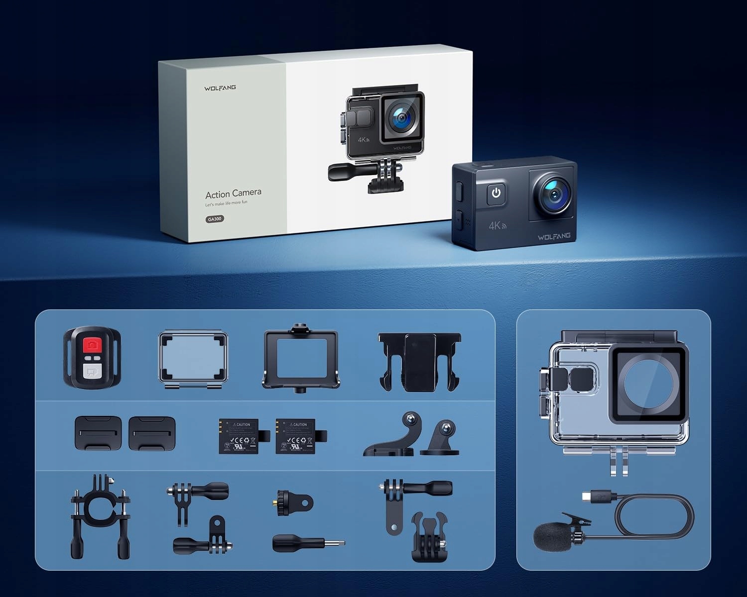 WOLFANG GA300 Kamera Sportowa 4K 60FPS Wodoodporna WiFi EIS — miniatura 8