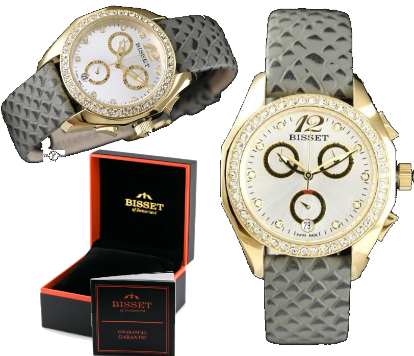 

Stylowy Zegarek Damski Bisset Na Pasku Chronograf