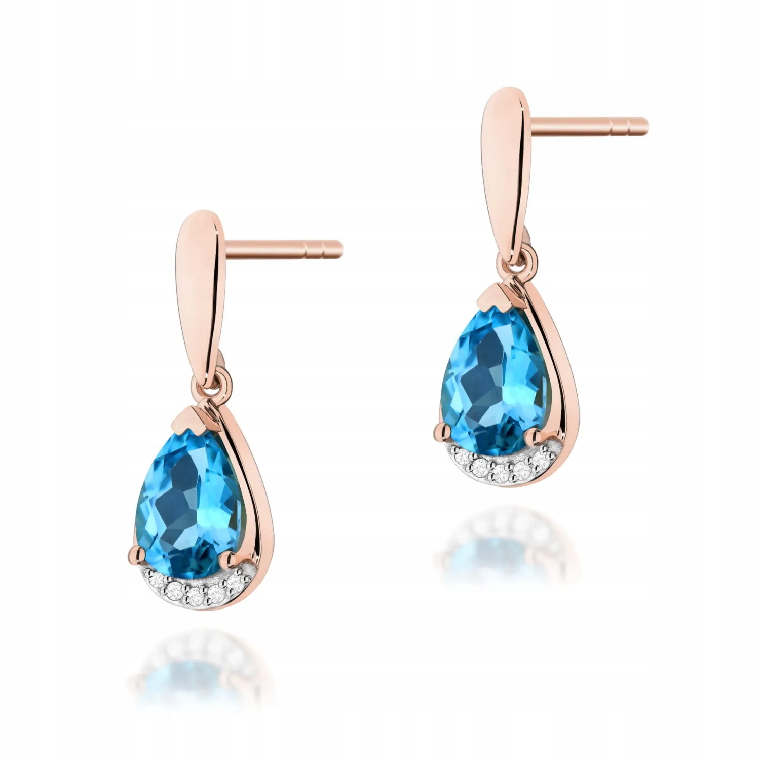 Złote kolczyki Topaz 2 x 1,40ct różowe złoto pr. 585