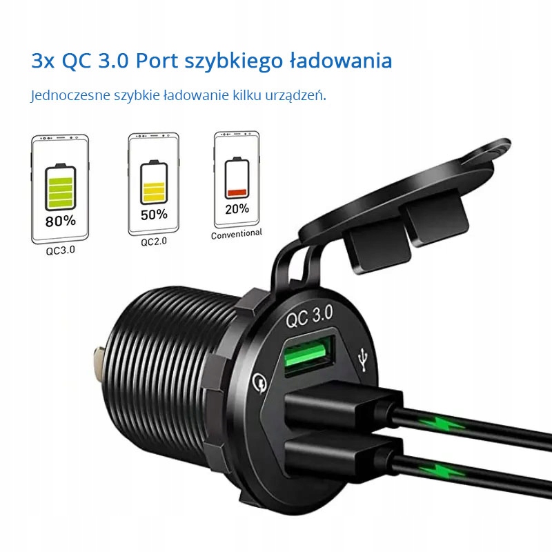 GNIAZDO USB DO ŁODZI SZYBKIE ŁADOWANIE 3.0 - 05977 Stan opakowania oryginalne