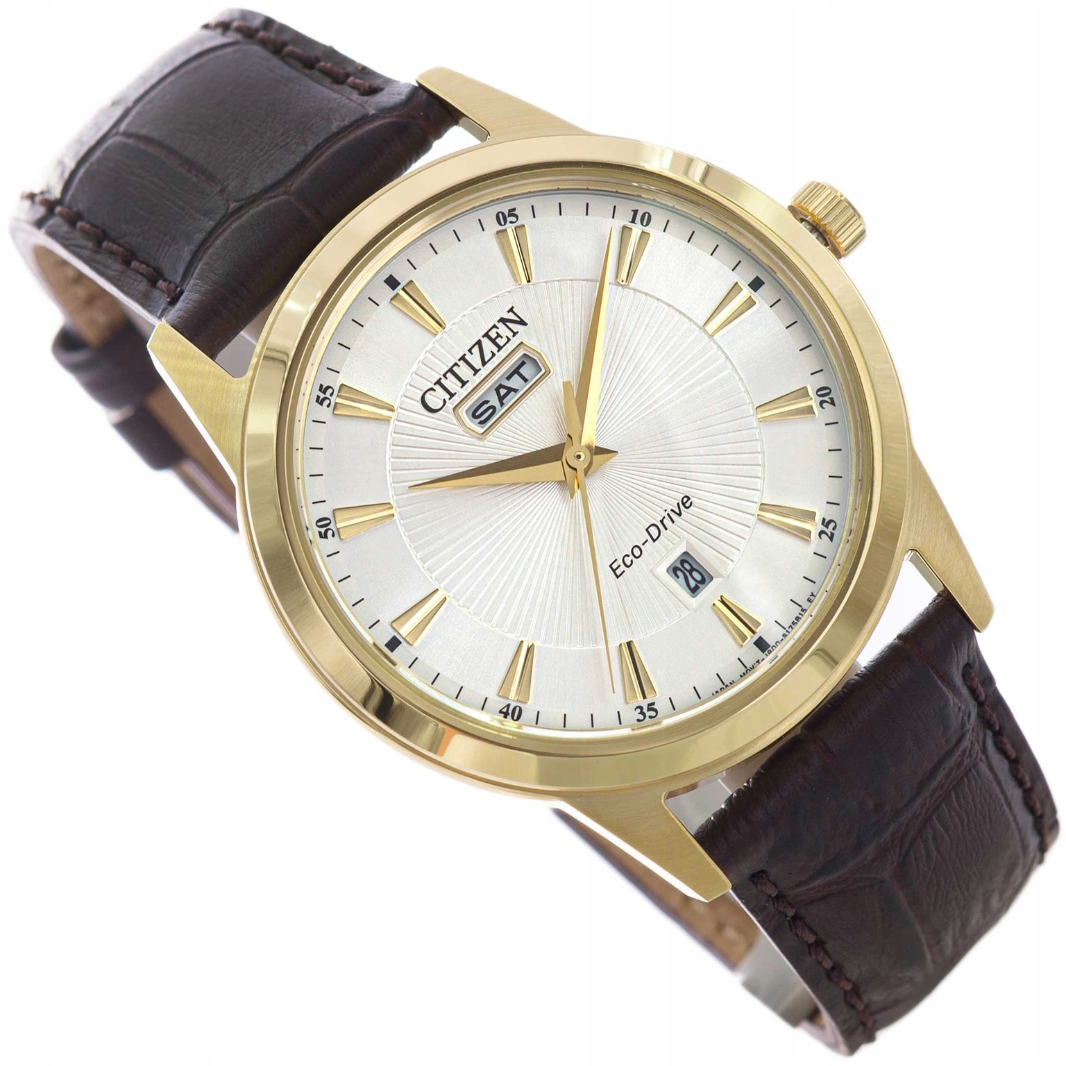 Męski Zegarek Citizen AW0102-13A Eco-drive Leather Brązowy Na Pasku Solar