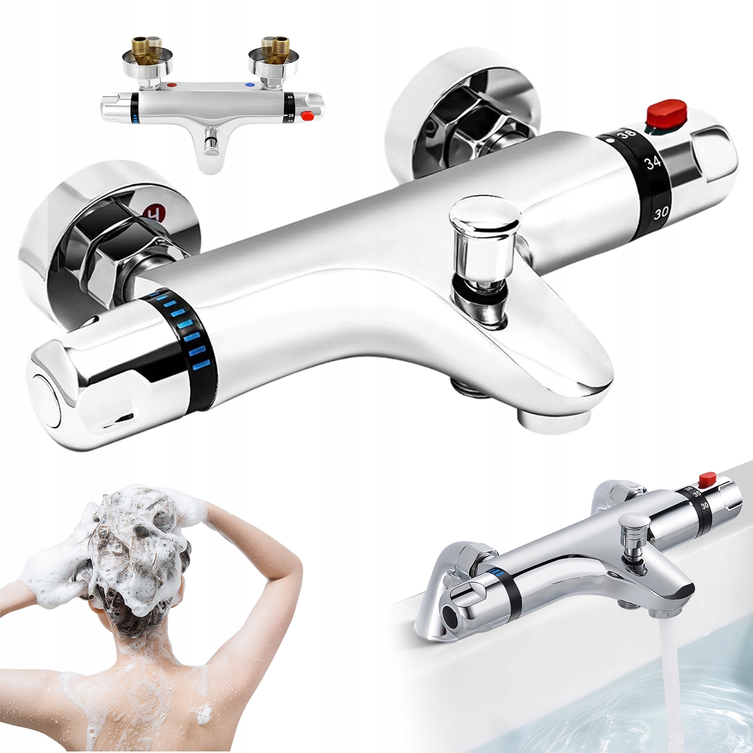 Podomítkový Termostatický Směšovač 38°C V Elegantním Stříbrném Stylu