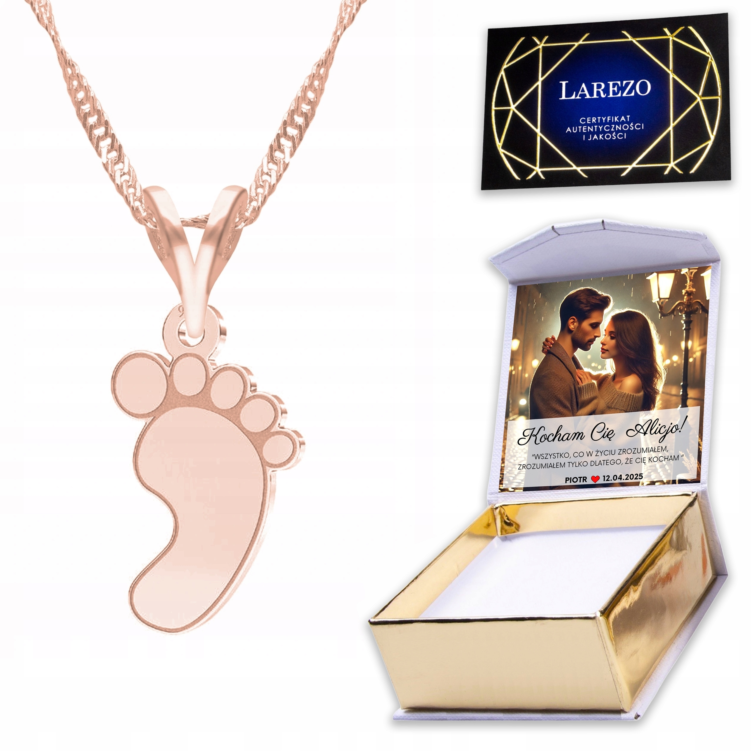 Náhrdelník Pozlacený 925 s dětskou nohou Dětská noha Dítě Potisk