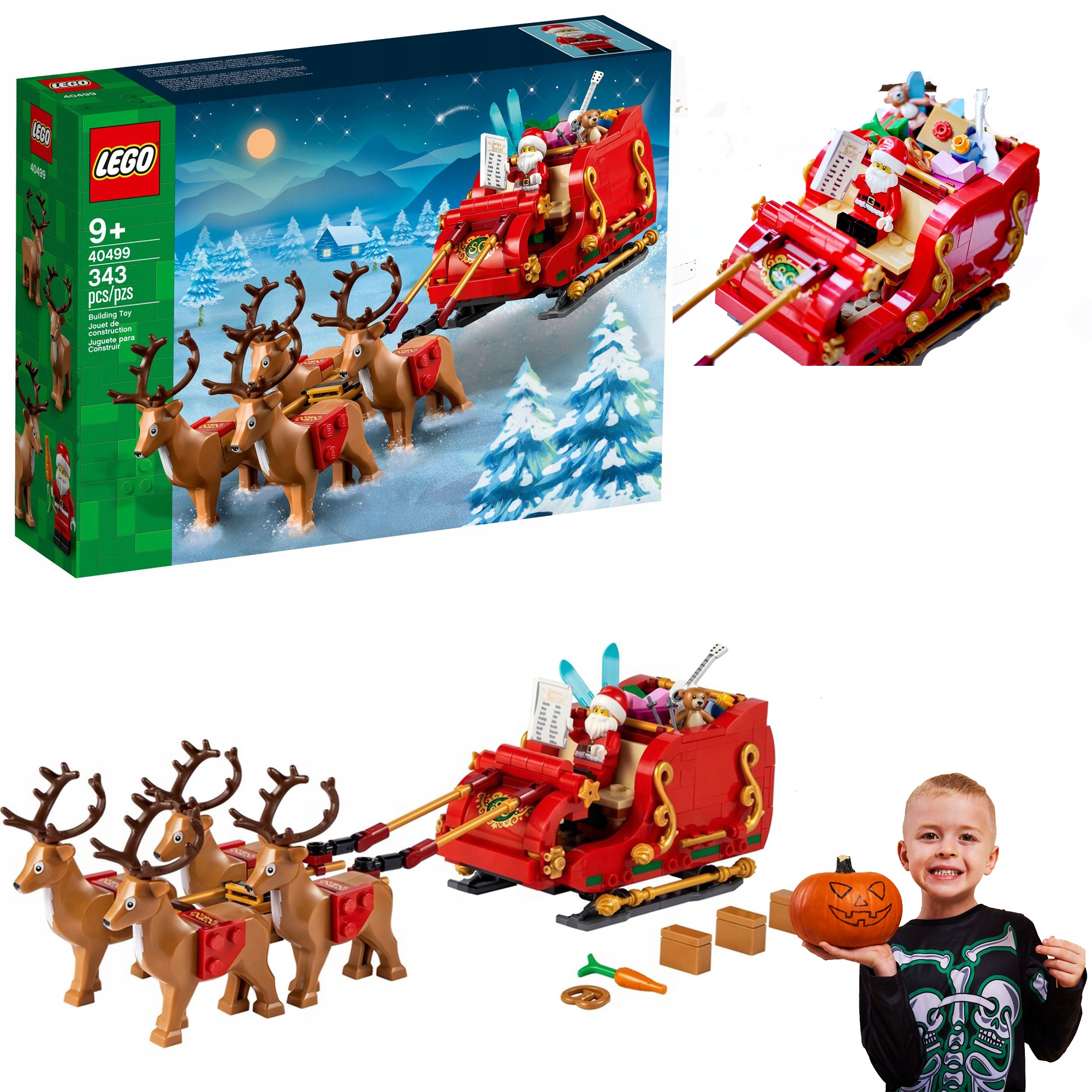 LEGO SANIE ŚWIĘTEGO MIKOŁAJA I ZAPRZĘG RENIFERÓW DOSTAWA PREZENTÓW HIT