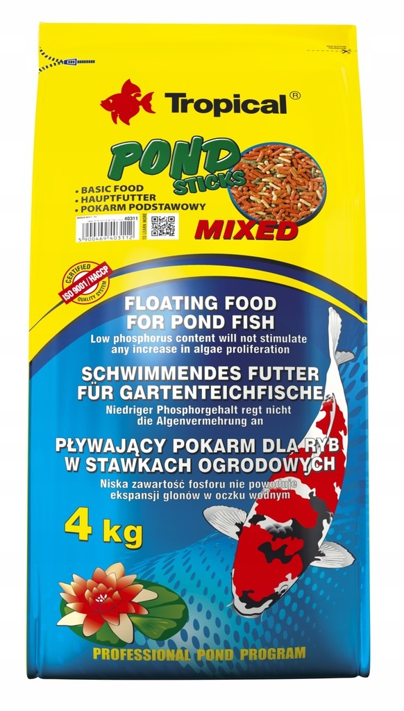 TROPICAL POND STICKS MIXED KOI 4KG OCZKO WODNE STAW KARPIE KOI 50L