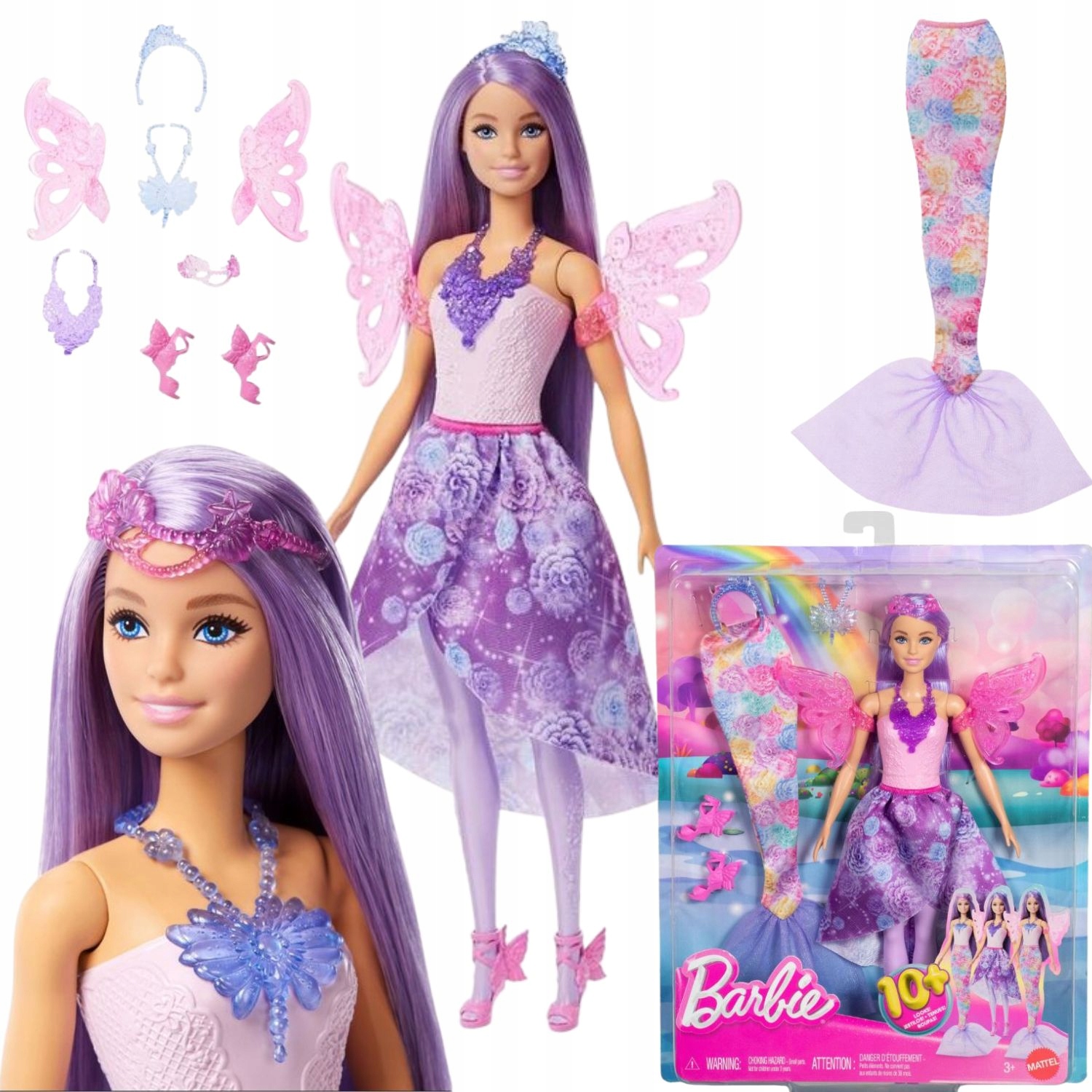 Lalka Barbie Magiczna Wróżka Księżniczka Syrenka Przemiana Z Ubrankami