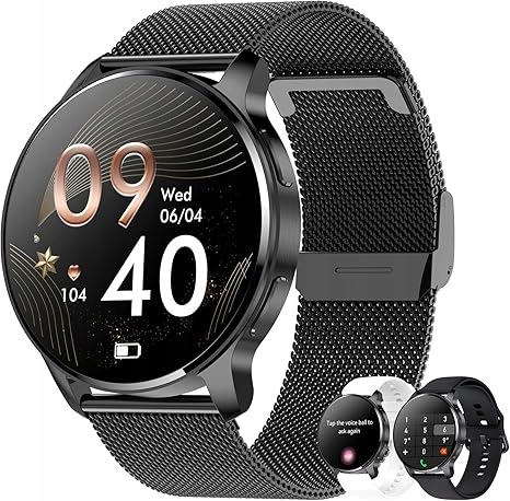 Erkwei I50 czarny Smartwatch damski 1,32" Hd – rozmowy, fitness 2 paski