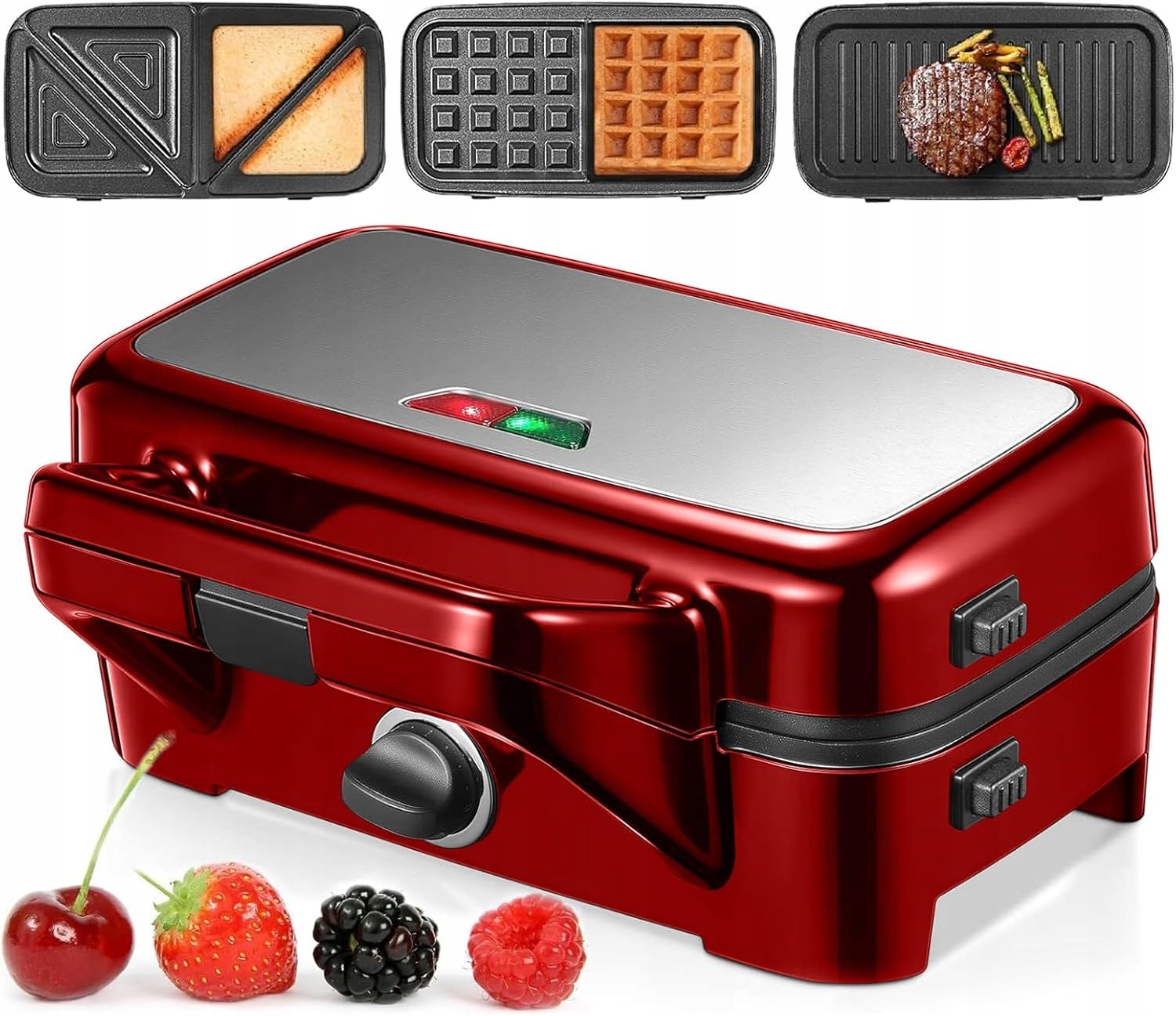 SANDWICHMAKER 3W1 GOFROWNICA GRILL KONTAKTOWY 1200W ANTYPOŚLIZGOWY — miniatura 11