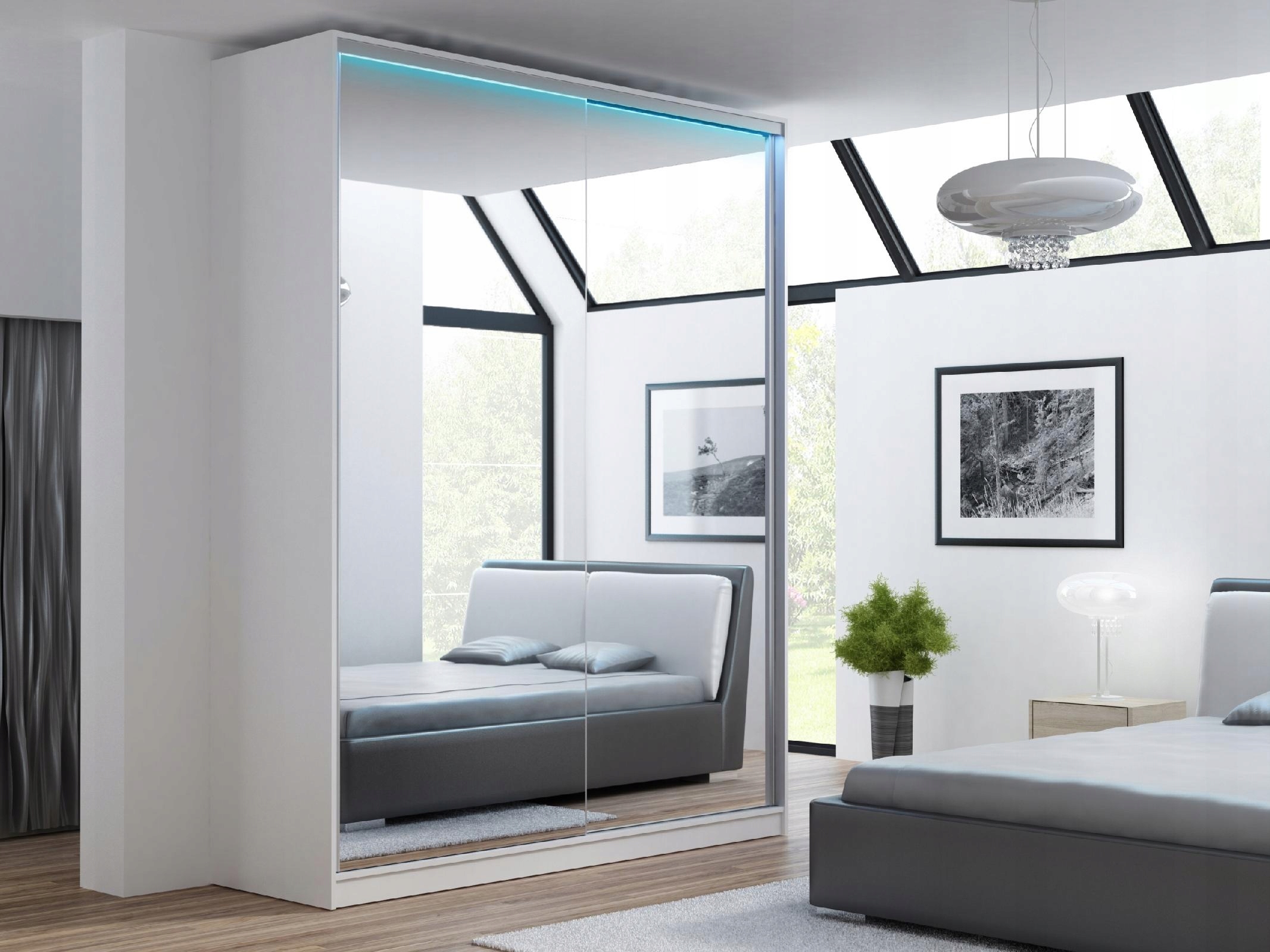 SZAFA LENA 110 x 250 LUX - LUSTRO P - BIAŁA Marka Caspian
