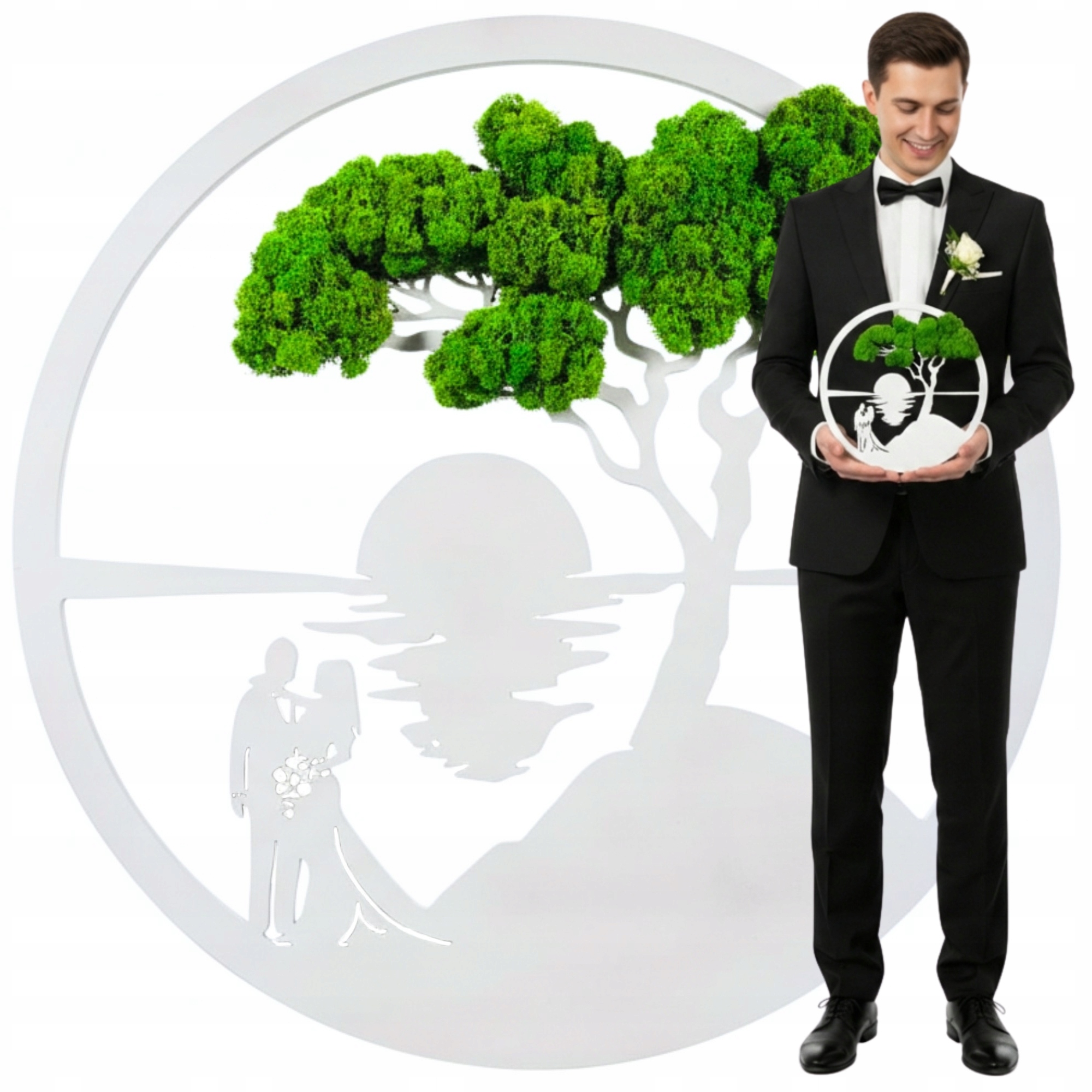 Strom štěstí z mechu Obraz živý bezúdržbový Dekorace mech chrobotek