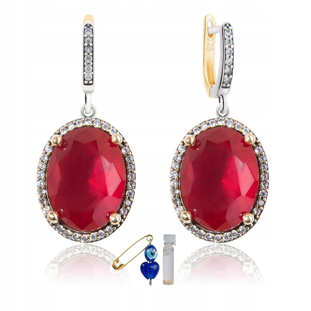 

Owalne Kolczyki Ze Srebra Z Rubinem Próba 925