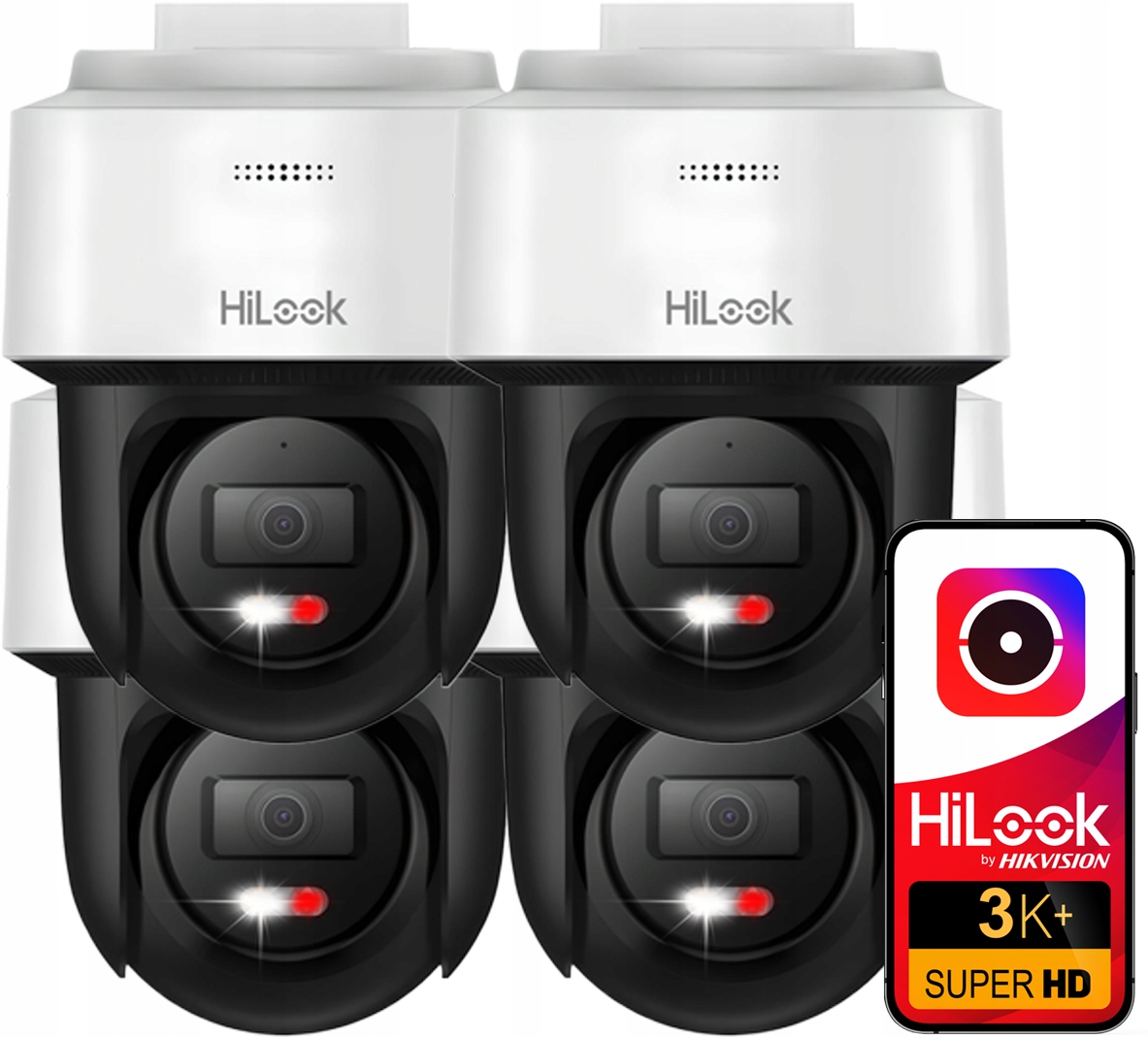 Sada 4 rotačných kamier 6Mpx vonkajšie HiLook Hikvision PTZ-N2C600M-DE