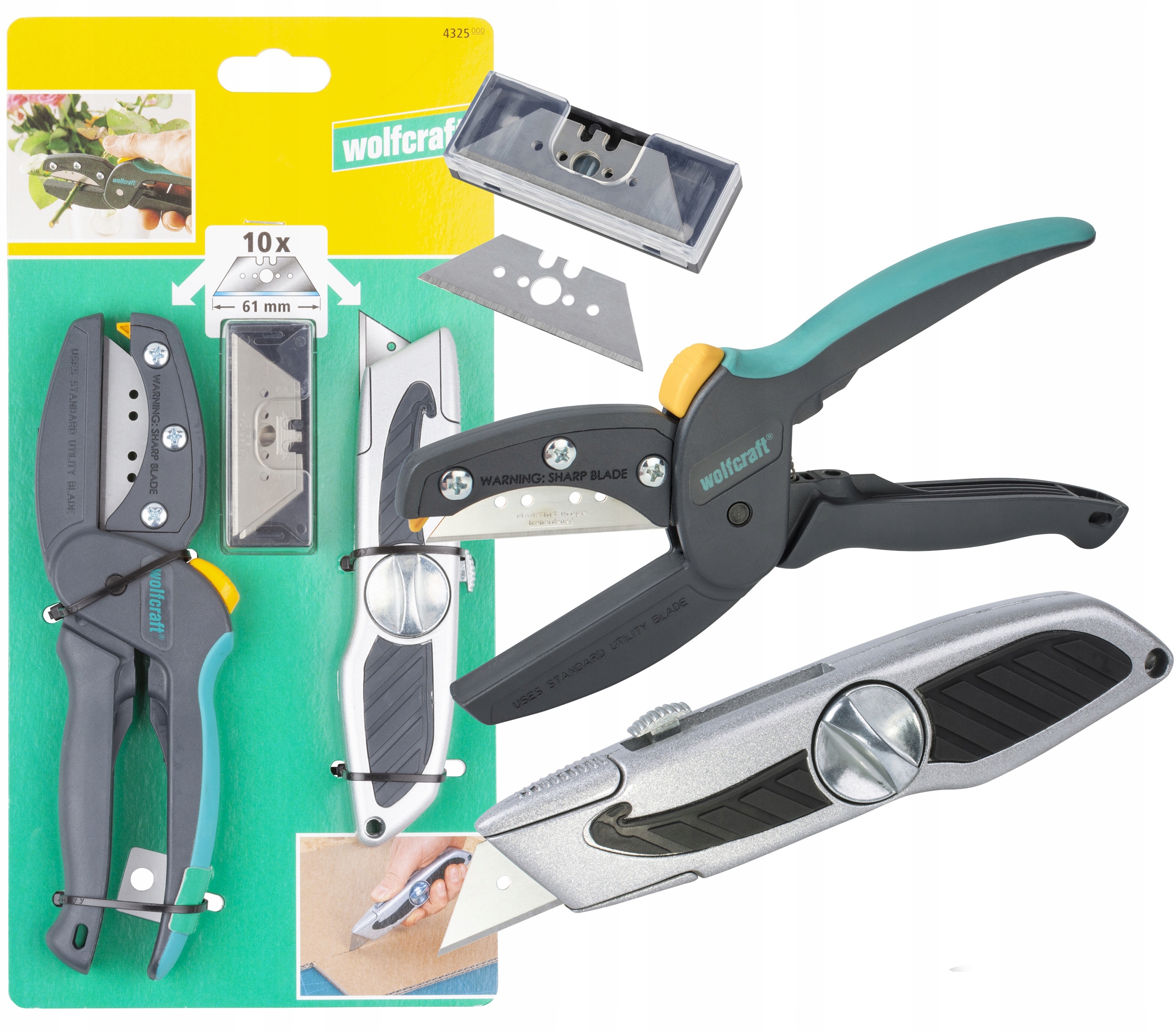 Sada pro stříhání hadic a pásů rostlin, nůžky nůž, trapézové čepele Wolfcraft