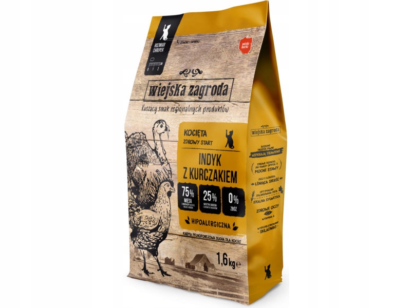 Karma dla kota Wiejska Zagroda Indyk z kurczakiem 2 x 1.6 kg