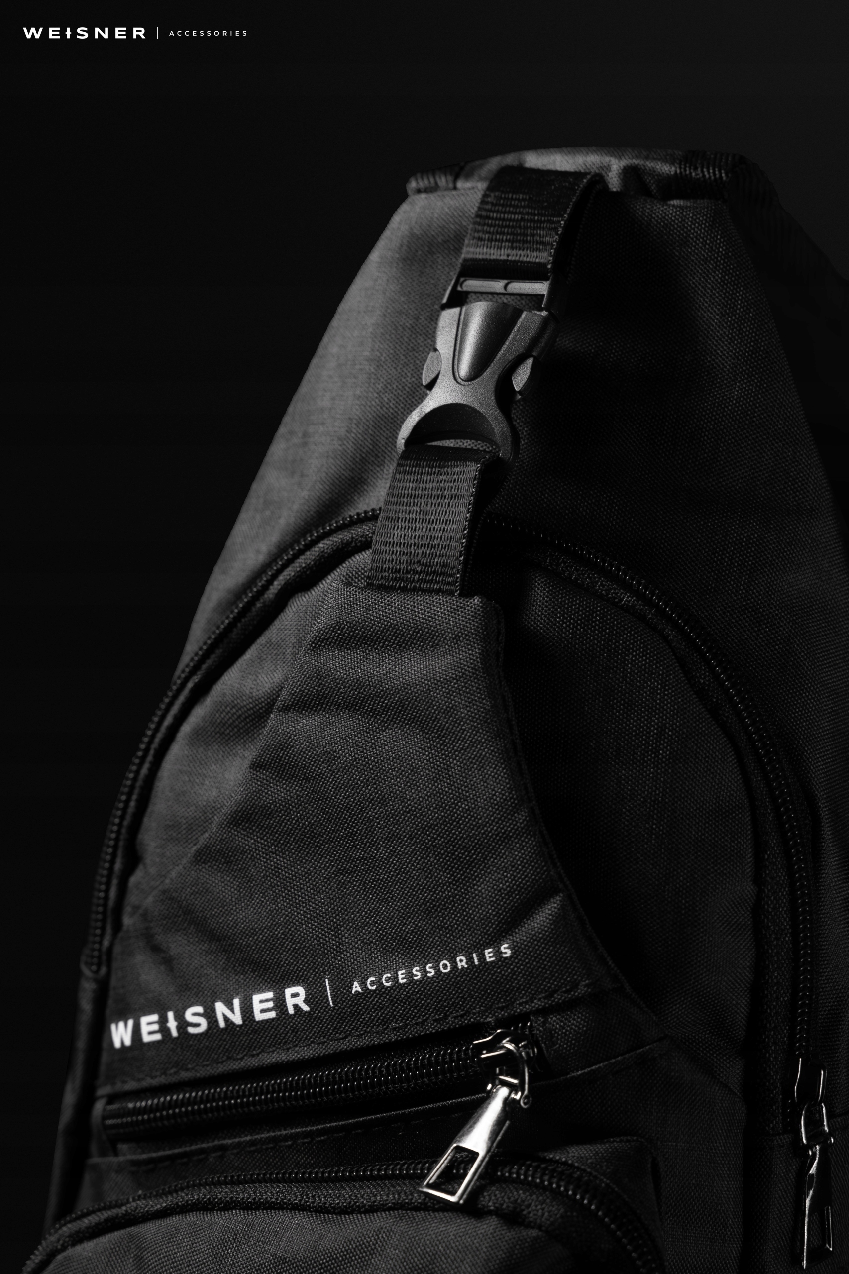 WEISNER CZARNA NERKA SASZETKA MĘSKA PLECAK NA RAMIĘ NERKA NA TELEFON USB Marka Weisner