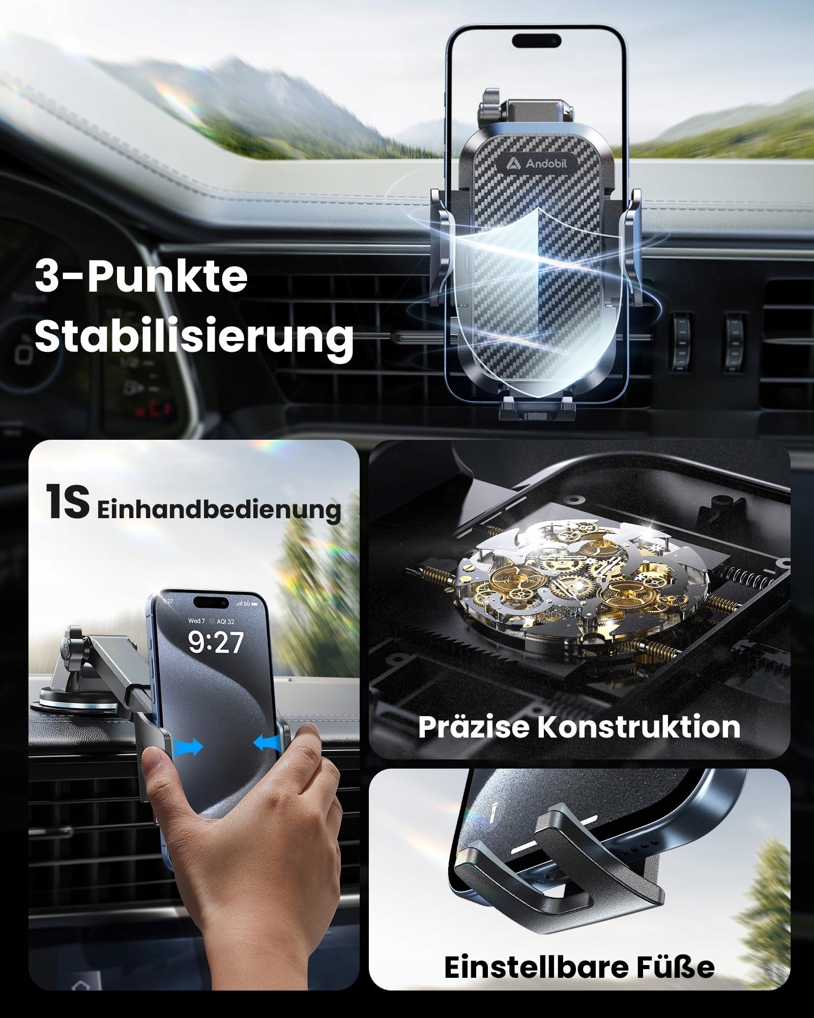 ANDOBIL Uchwyt Samochodowy 3w1 — miniatura 5