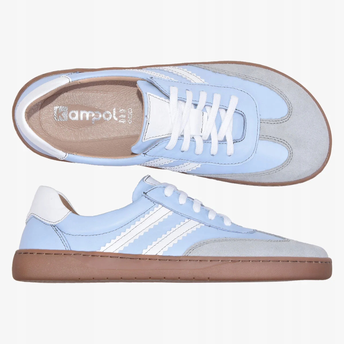 Dámské Široké Barefoot Kožené Boty Minimalistické Modré 37