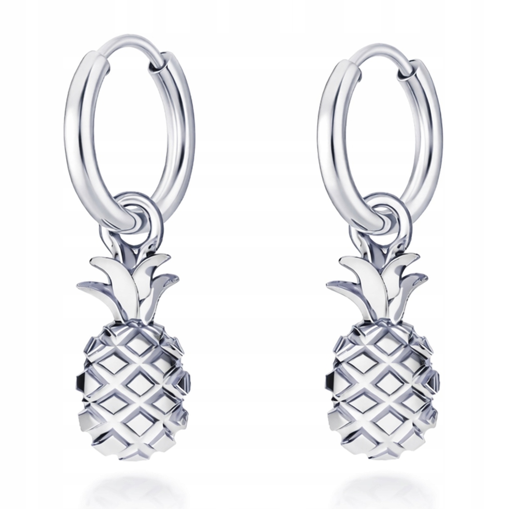Ovoce Ananasy Ananas Stříbrné náušnice malé kruhy stříbro 925