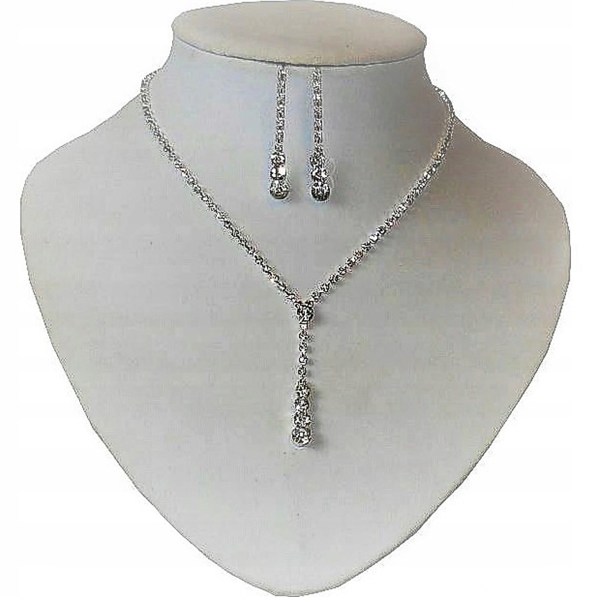 KOMPLET NASZYJNIK kolia KOLCZYKI ZESTAW WIECZOROWY