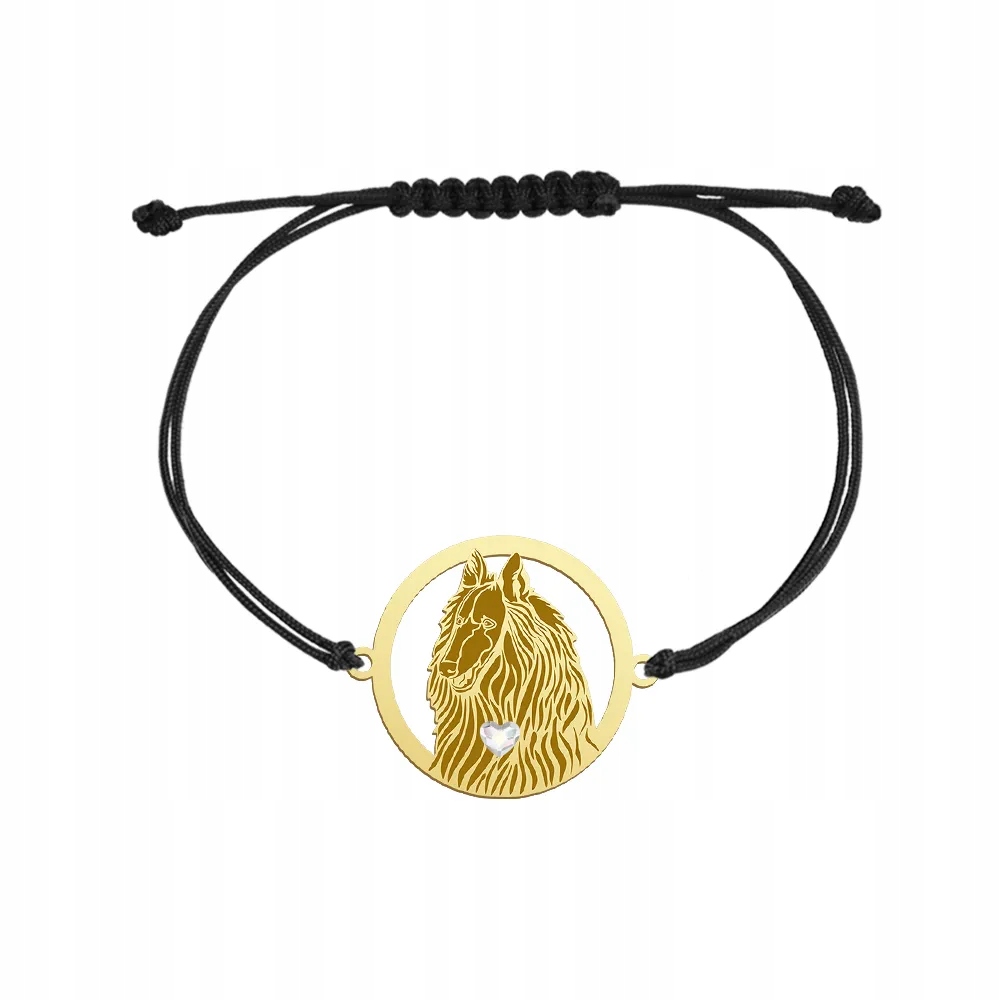 Zlatý náramek z belgického ovčáka Groenendael 925, šňůrka Gravírování