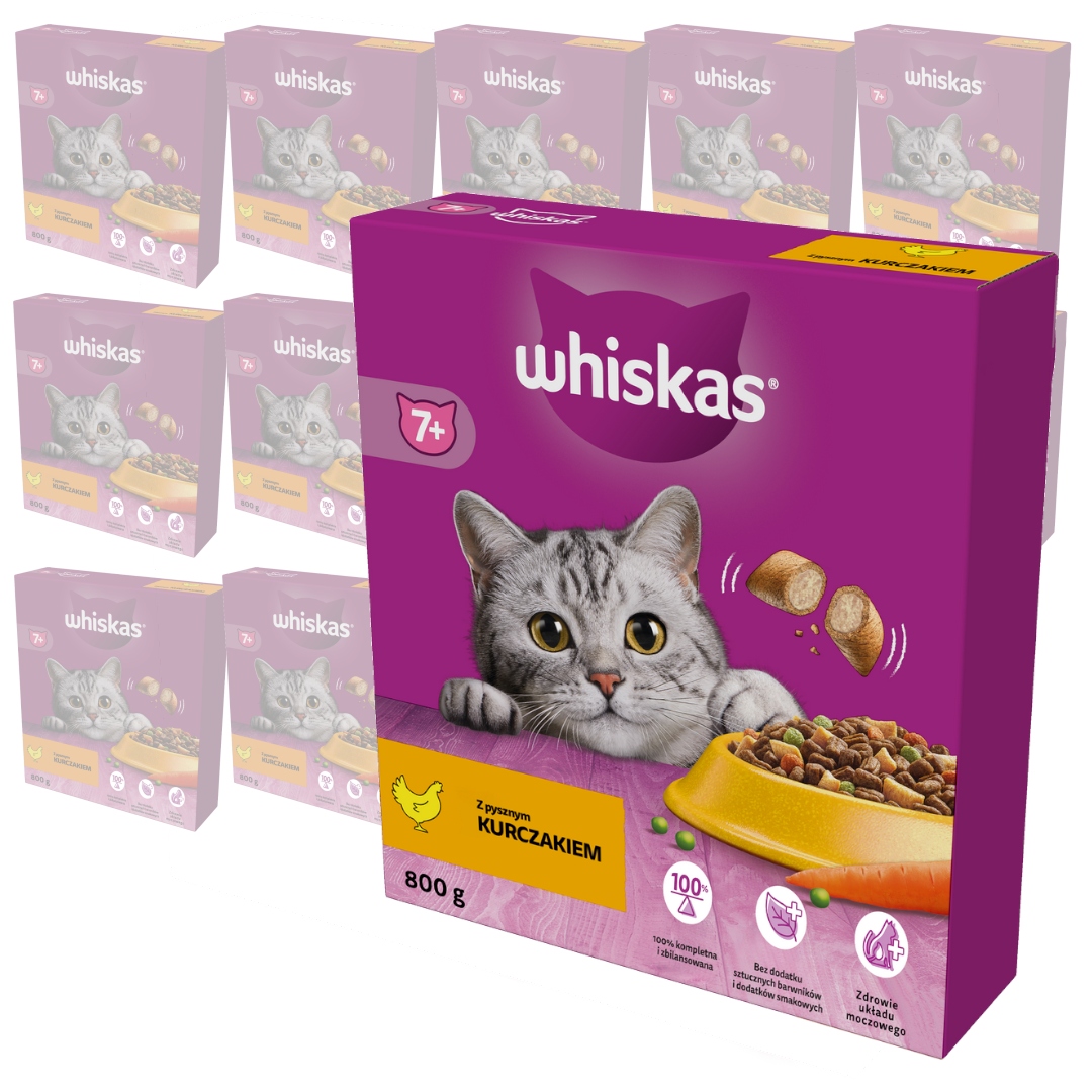 Levně Whiskas Senior 15x800g Suché Krmivo pro starší kočky s kuřecím masem