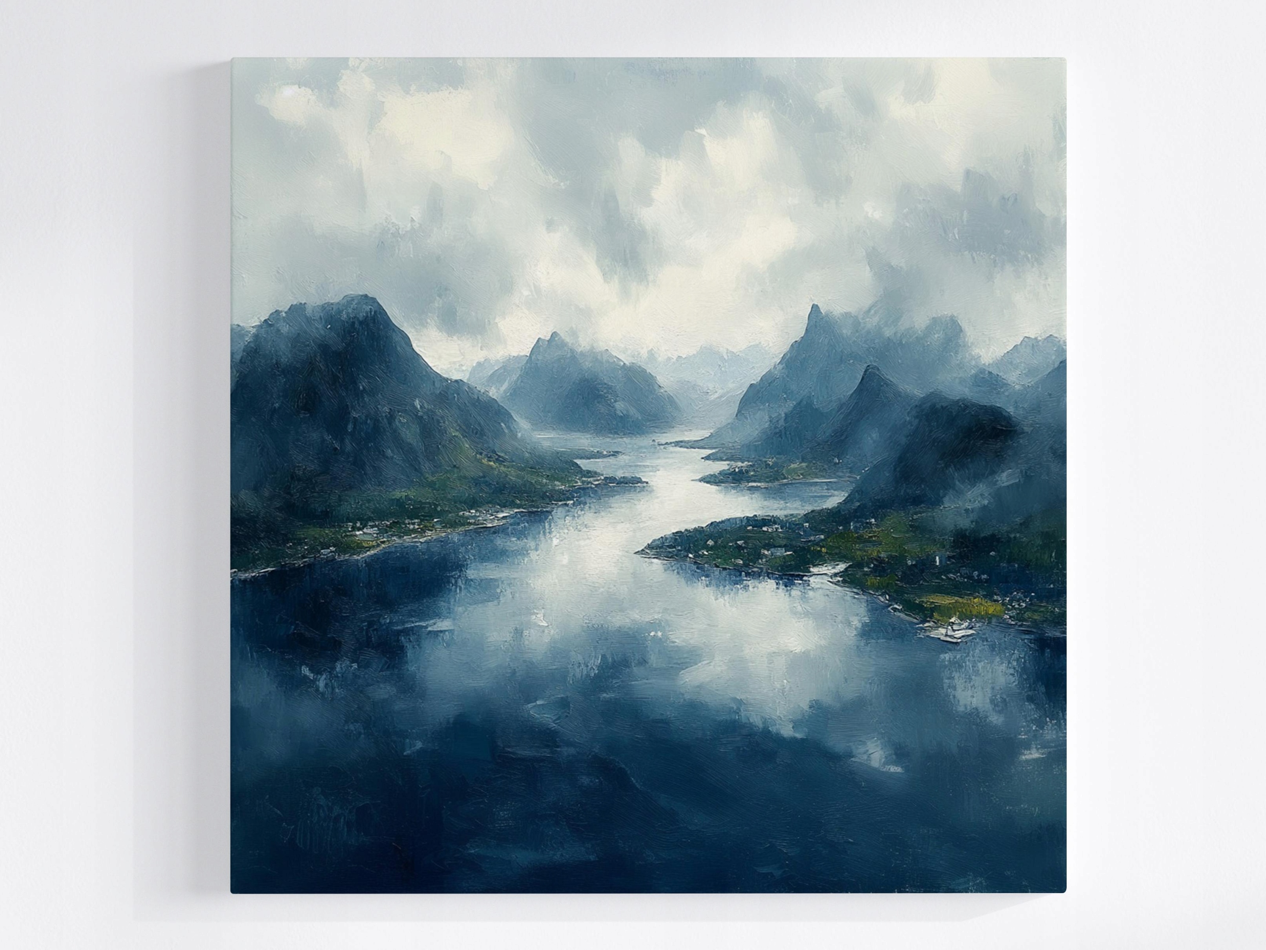 Obraz Na Plátně Canvas Krajina Norsko Hory Skály Fiord Zátoka 80x80