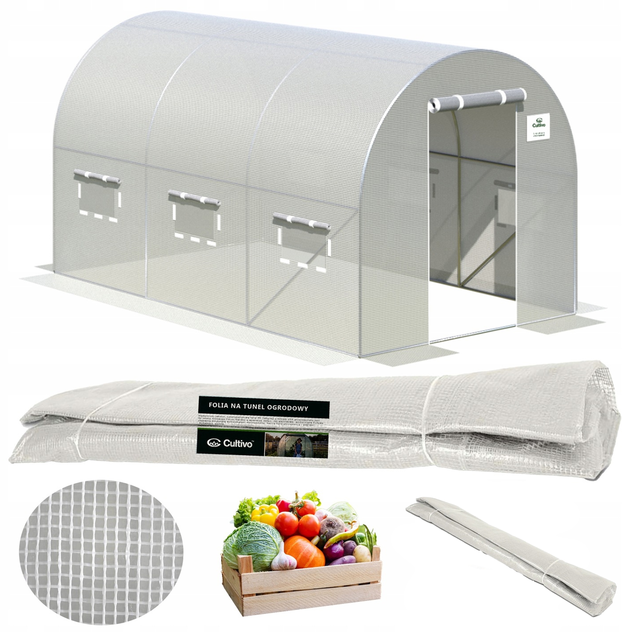 Fólie Náhradní na Zahradní Tunel Skleník 2x3,5x2 Bílá UV4 Silná Bonus