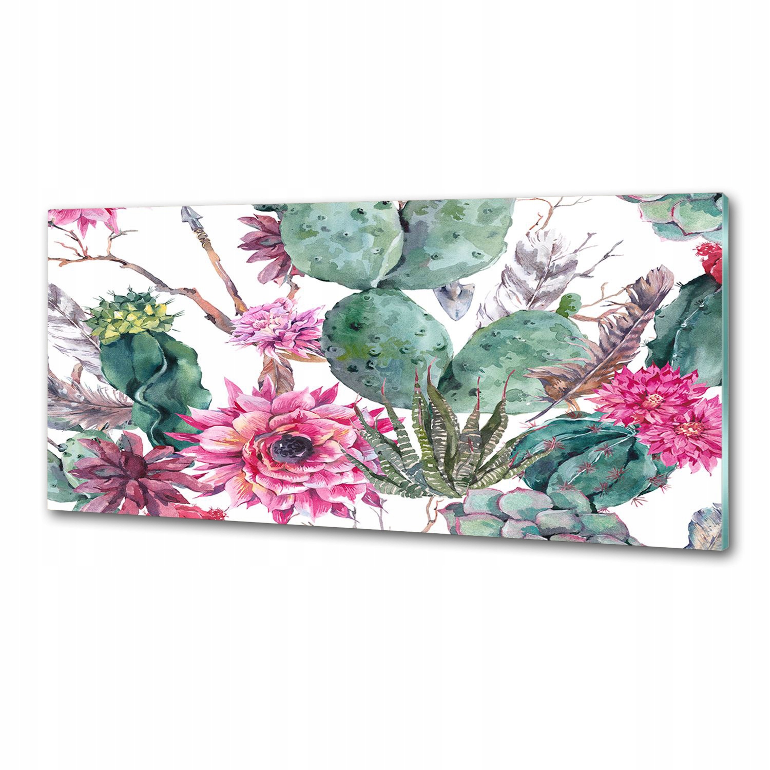 Sklenený panel do kuchyne Kaktusy 125 x 50 cm Lepidlo