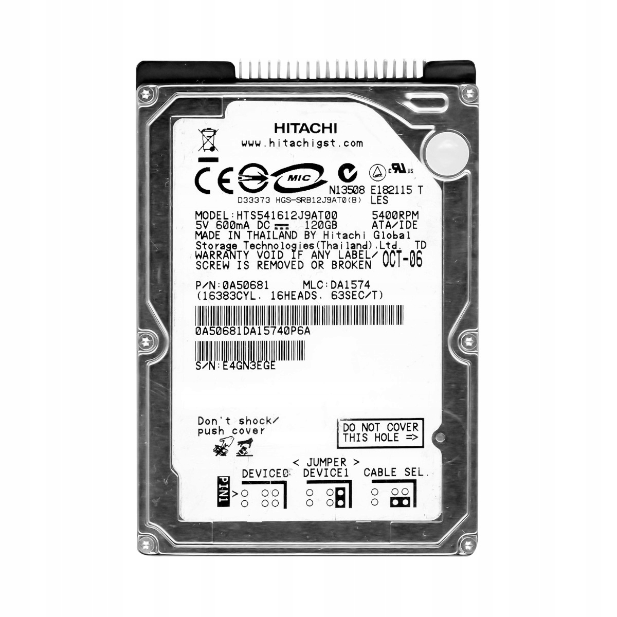 TravelStar 5K160 120GB 5.4K 8MB Ata 2.5'' HTS541612J9AT00