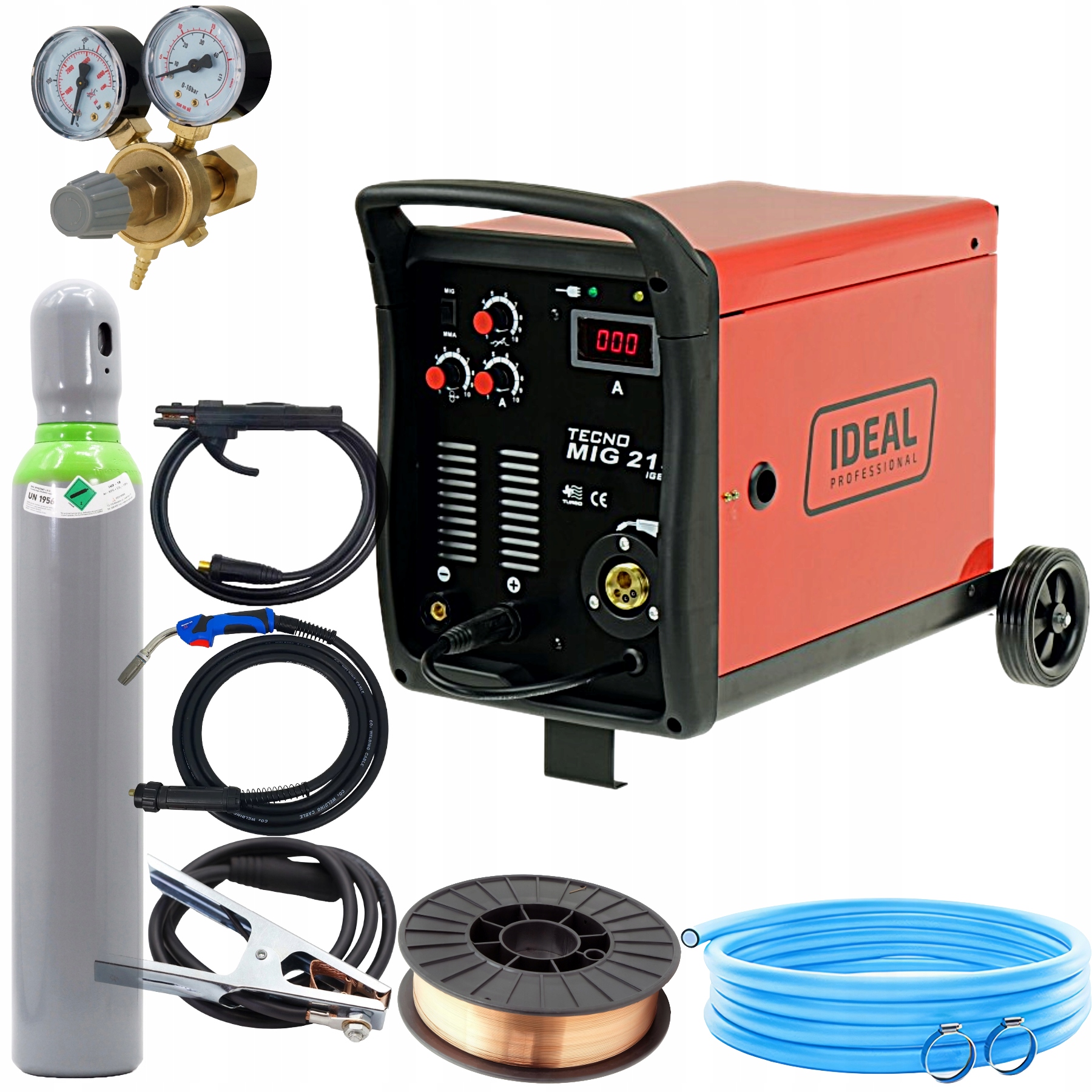 Półautomat Tecno Mig 215 Mma Digital Ideal 200A Mig/mag FLUX-gotowy komplet