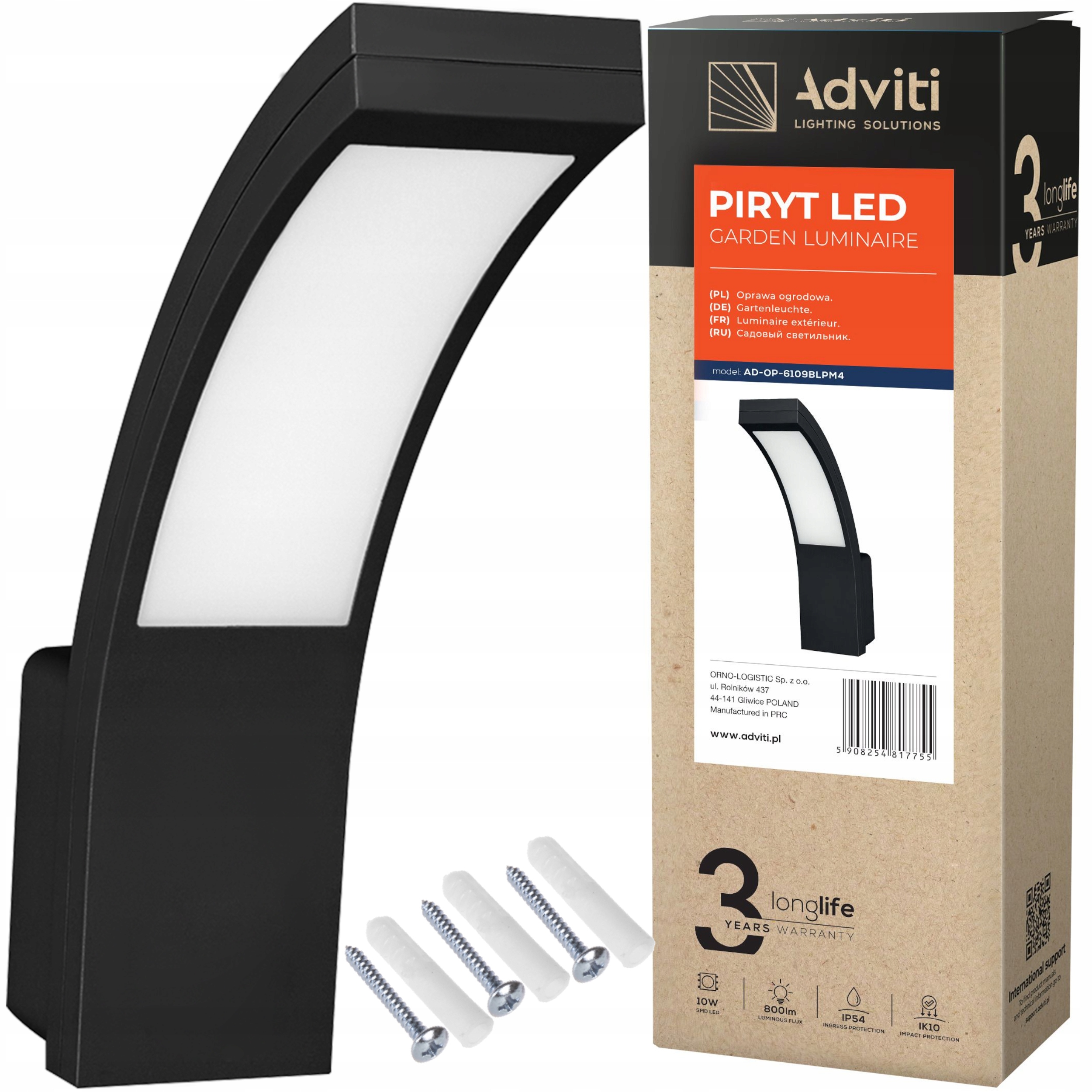 

Lampa Ścienna Zewnętrzna Elewacyjna Led 10W IP54