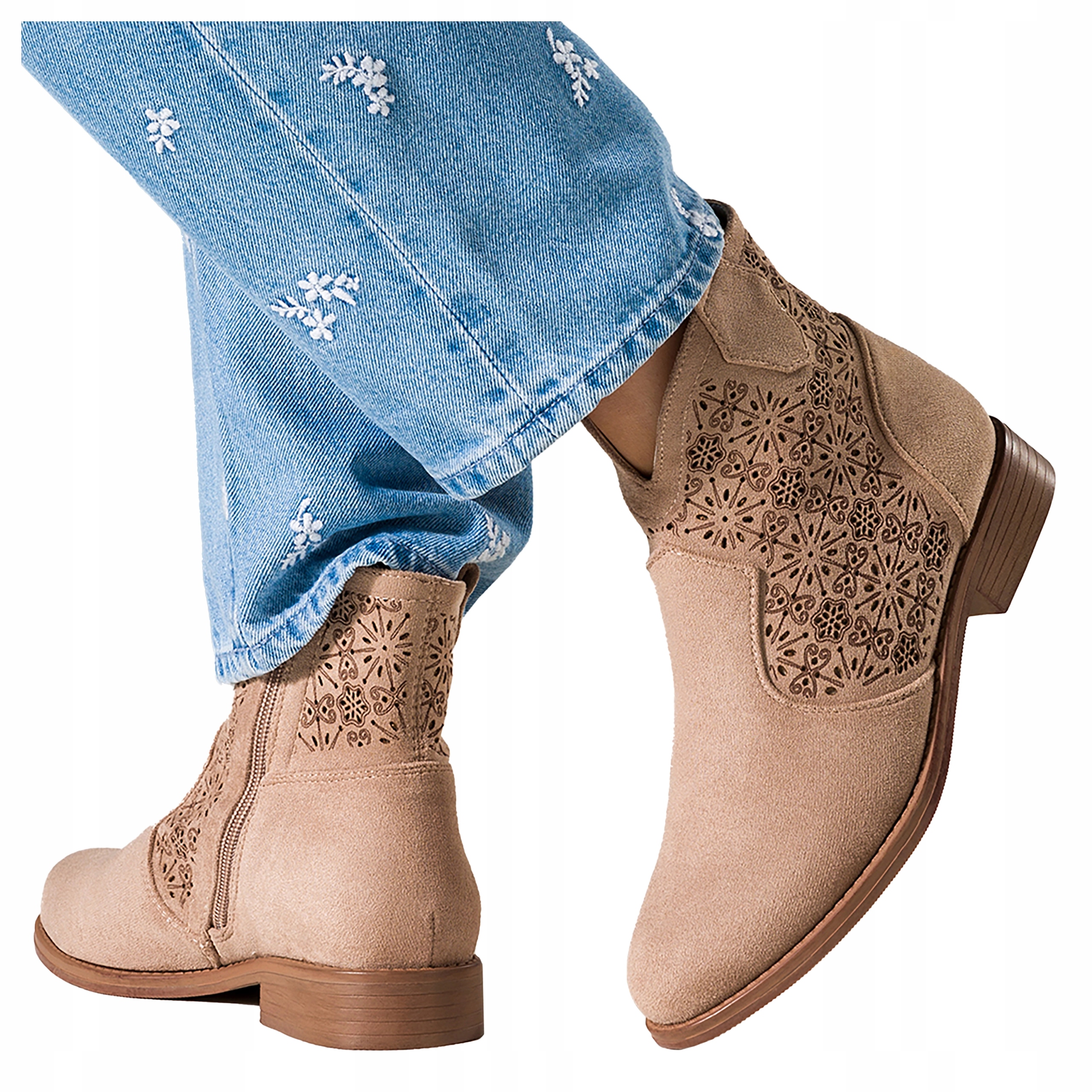 Béžové dámské kotníkové boty na ploché podrážce Jarní obuv velikost 37