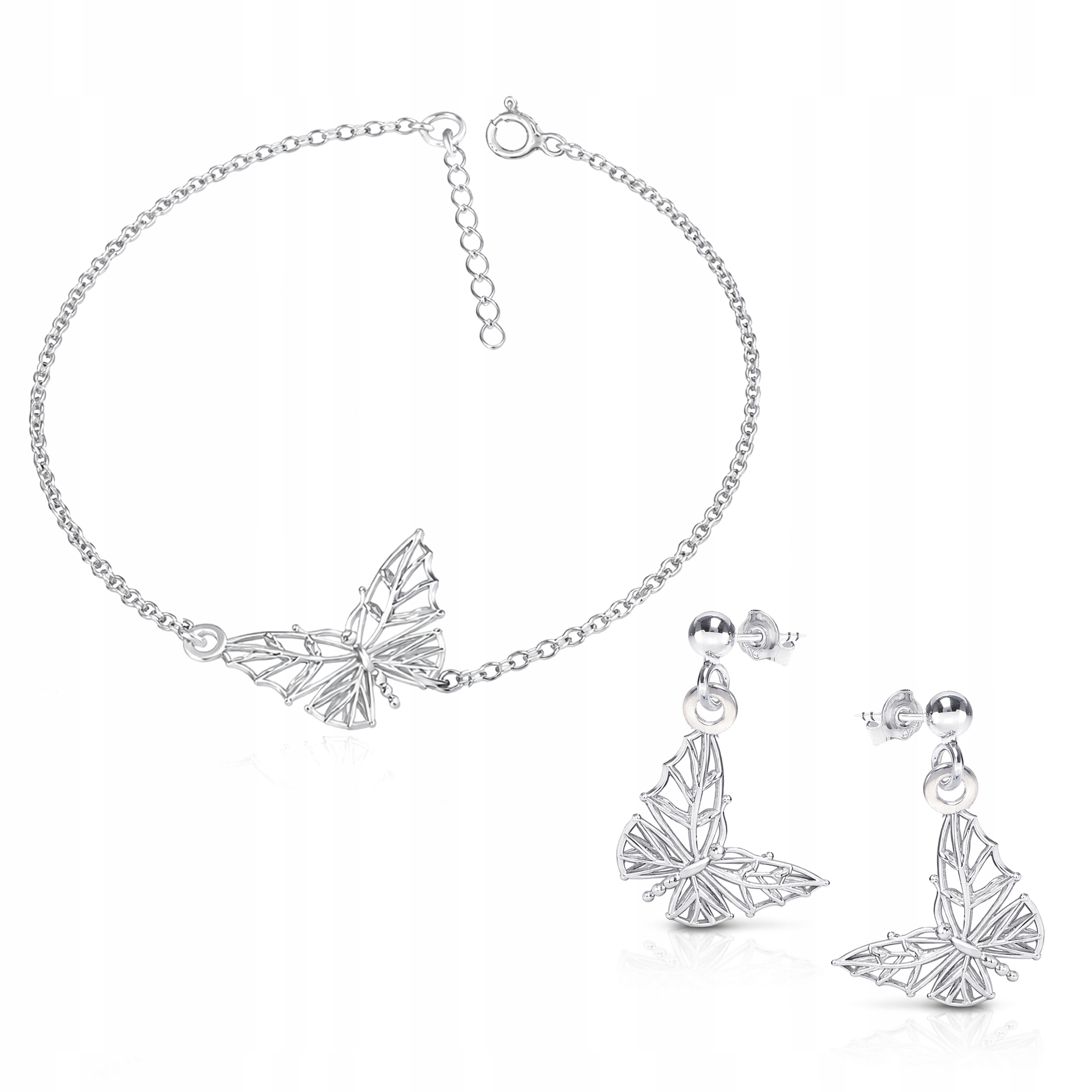 Sada stříbrných šperků Ažurový motýl 3D Symbol proměny Stříbro ryzost 925