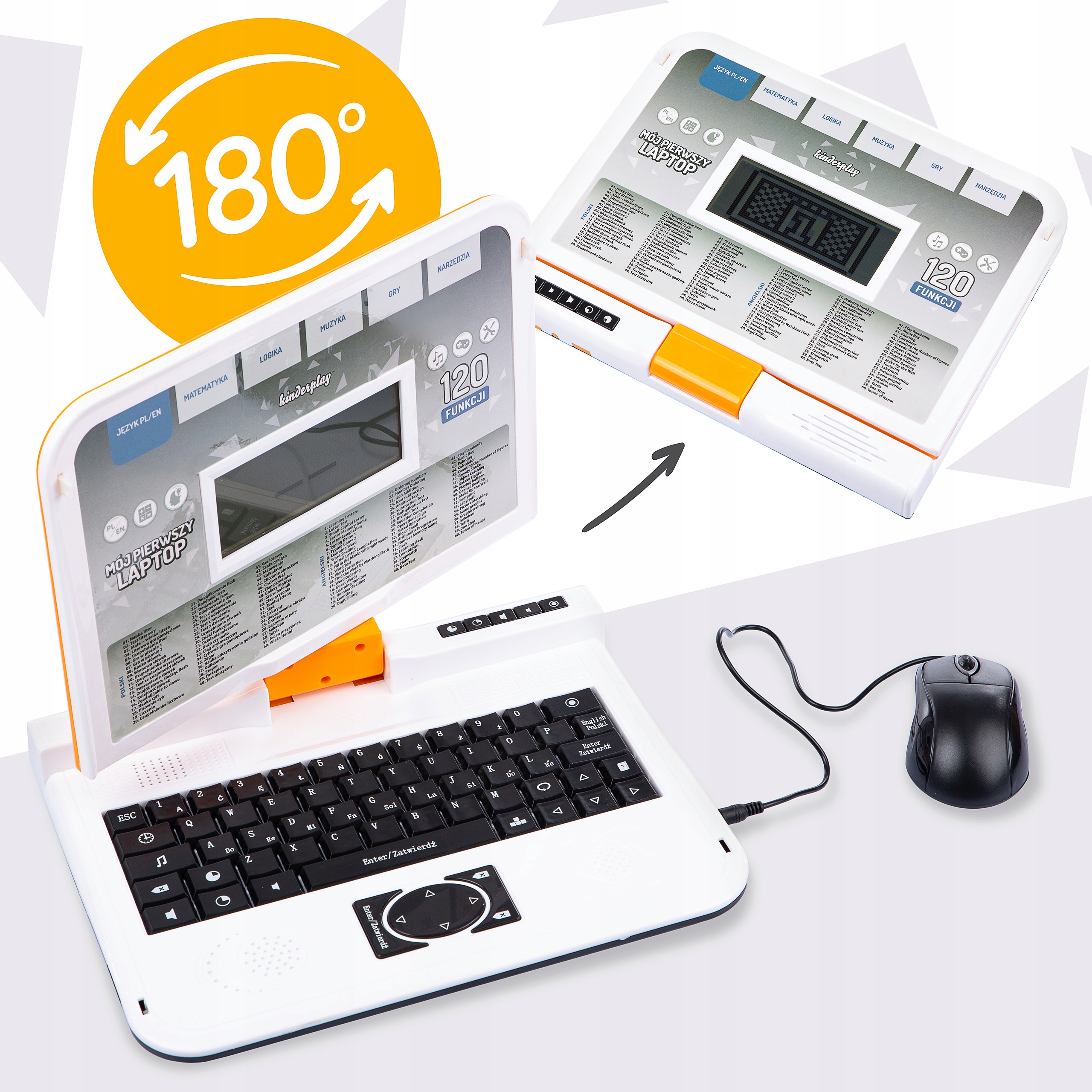 LAPTOP DLA DZIECI EDUKACYJNY NAUKA LITEREK LICZENIA ANGIELSKIEGO OBRACANY Marka Kinderplay