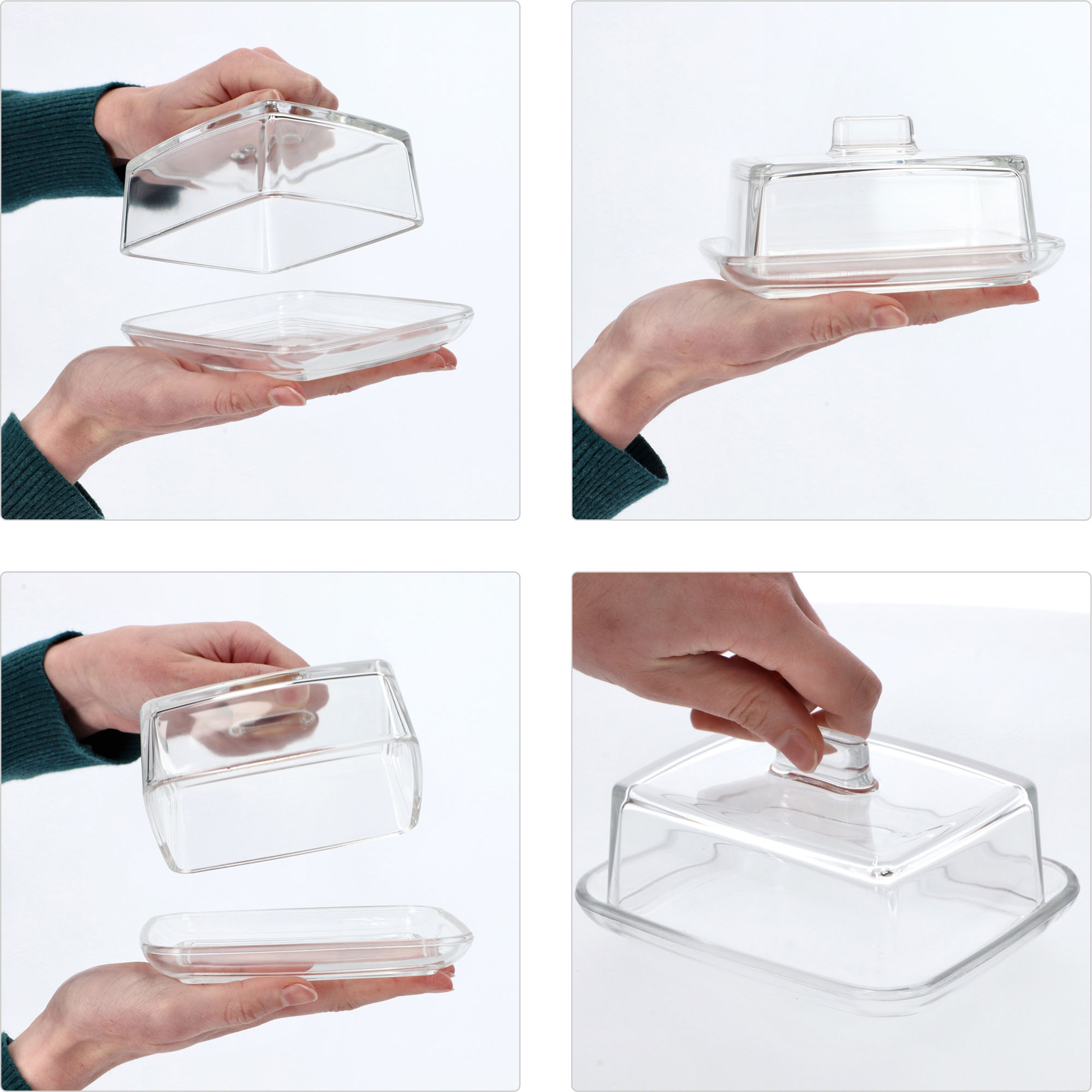 2x MASELNICZKA MASELNICA Z POKRYWKĄ SZKLANA Kolor przezroczysty