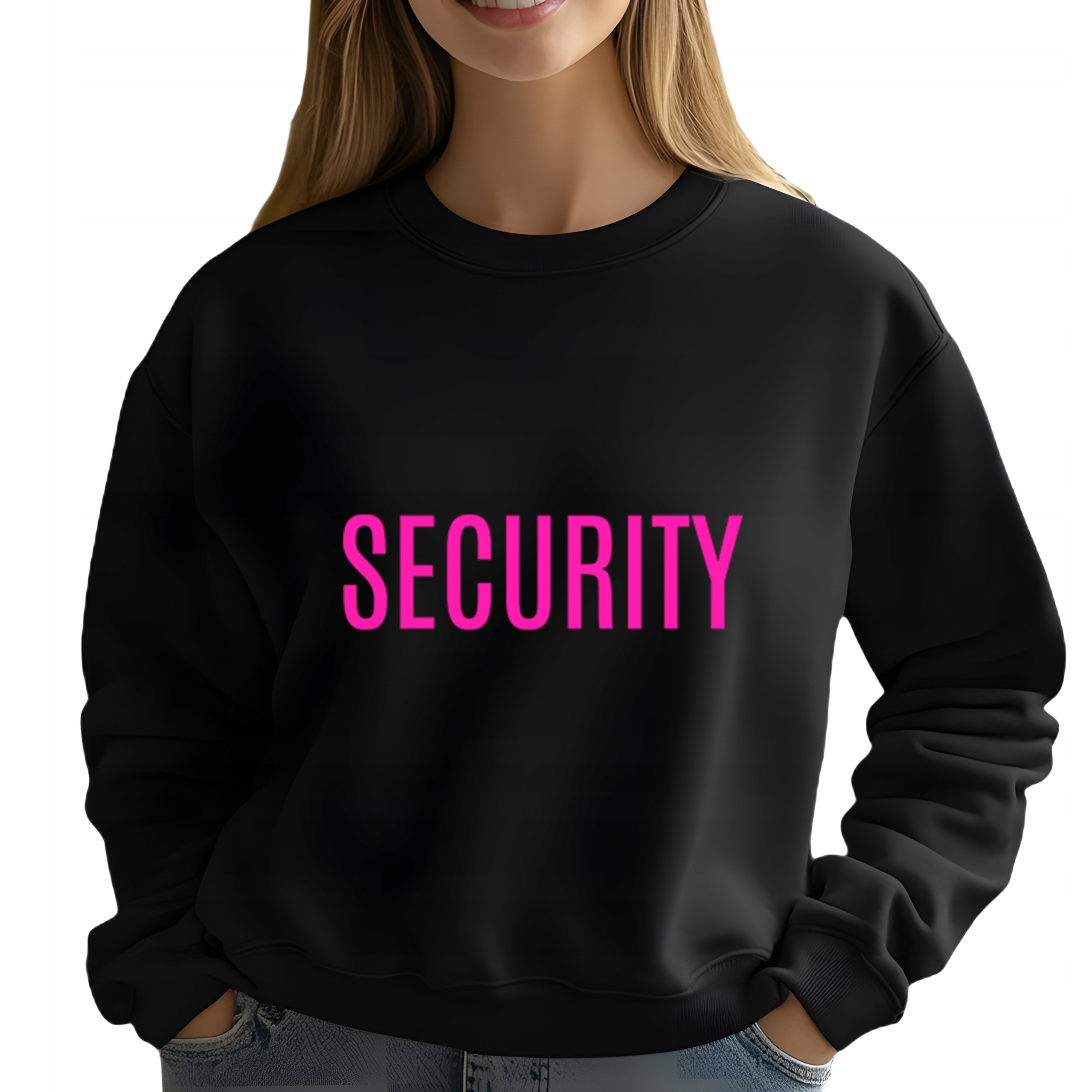 Mikina Černá Bavlněná Teplá Jako Dárek Pro paní bodyguardku Security S