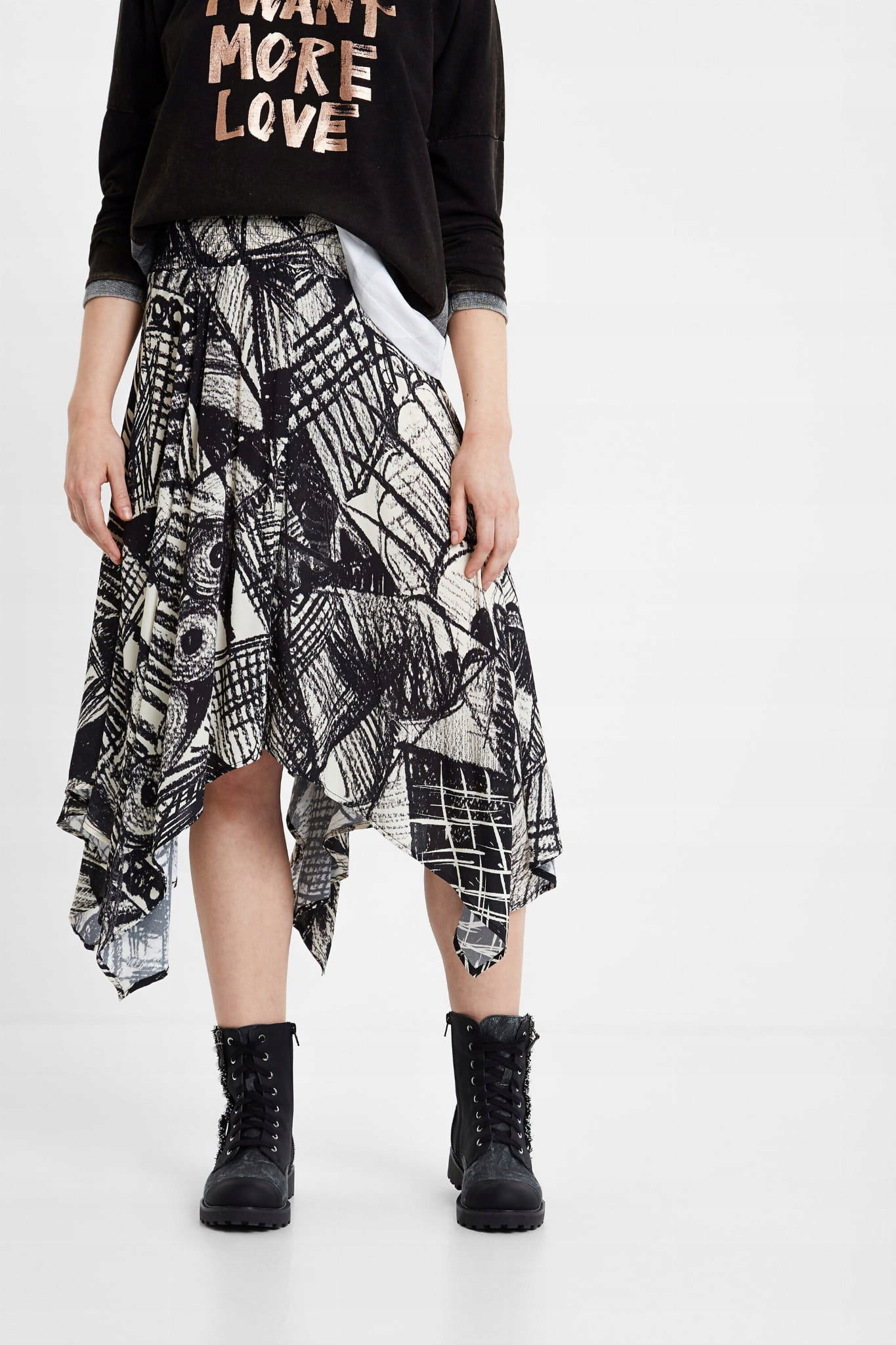 MIDI Sukně S Vysokým Pasem Velikost 36 Desigual