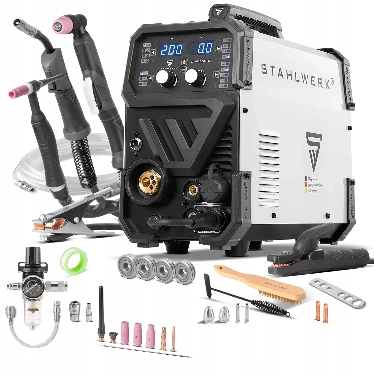 Svařovací Stroj 4V1 Stahlwerk CTM-250 St Tig Mig Mag Mma S Funkcí Plazmového Řezání