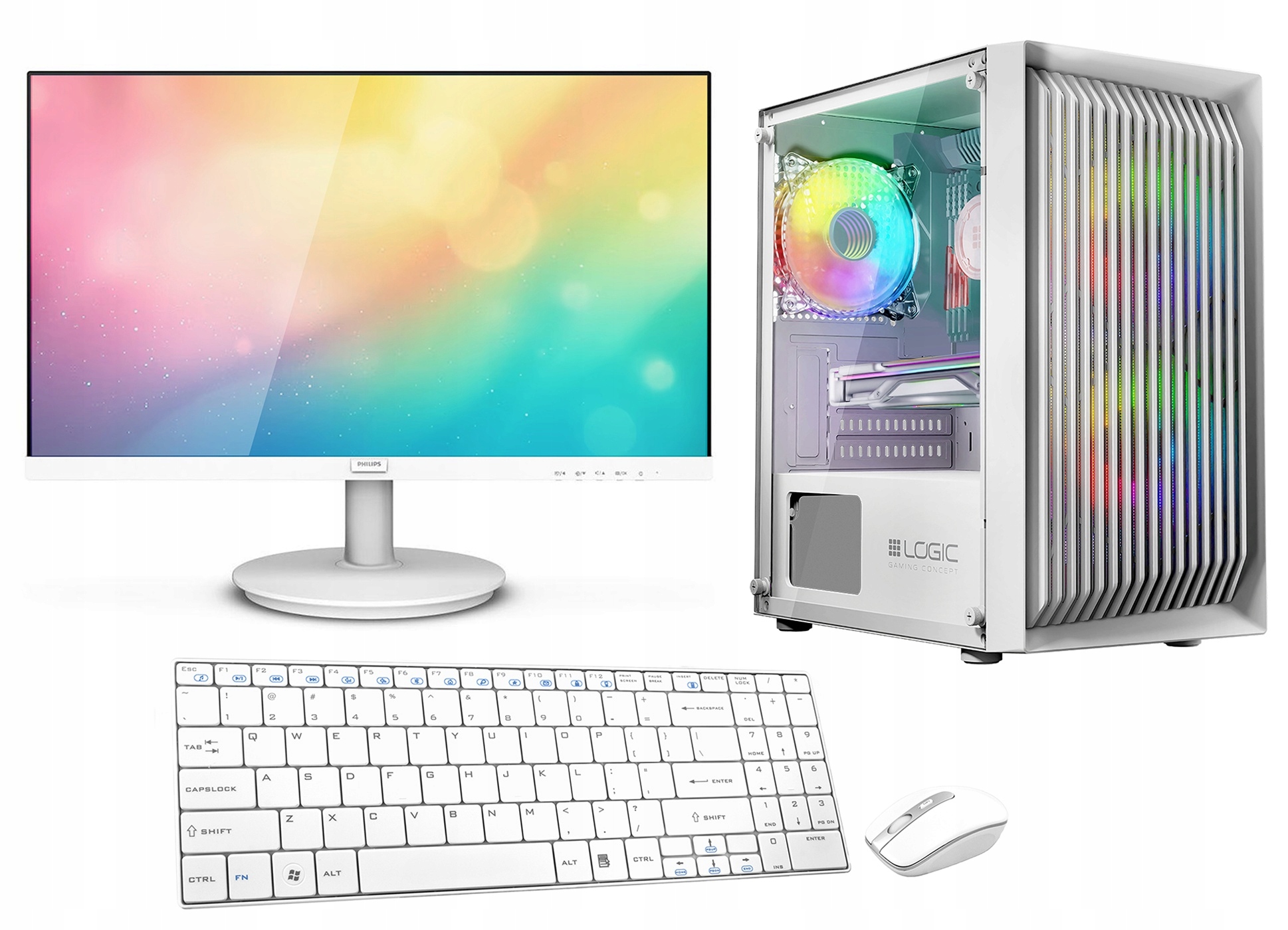 Zestaw White Gaming Core i5 12400F Rtx 3050 16GB Ssd 1TB Wifi W11 24"